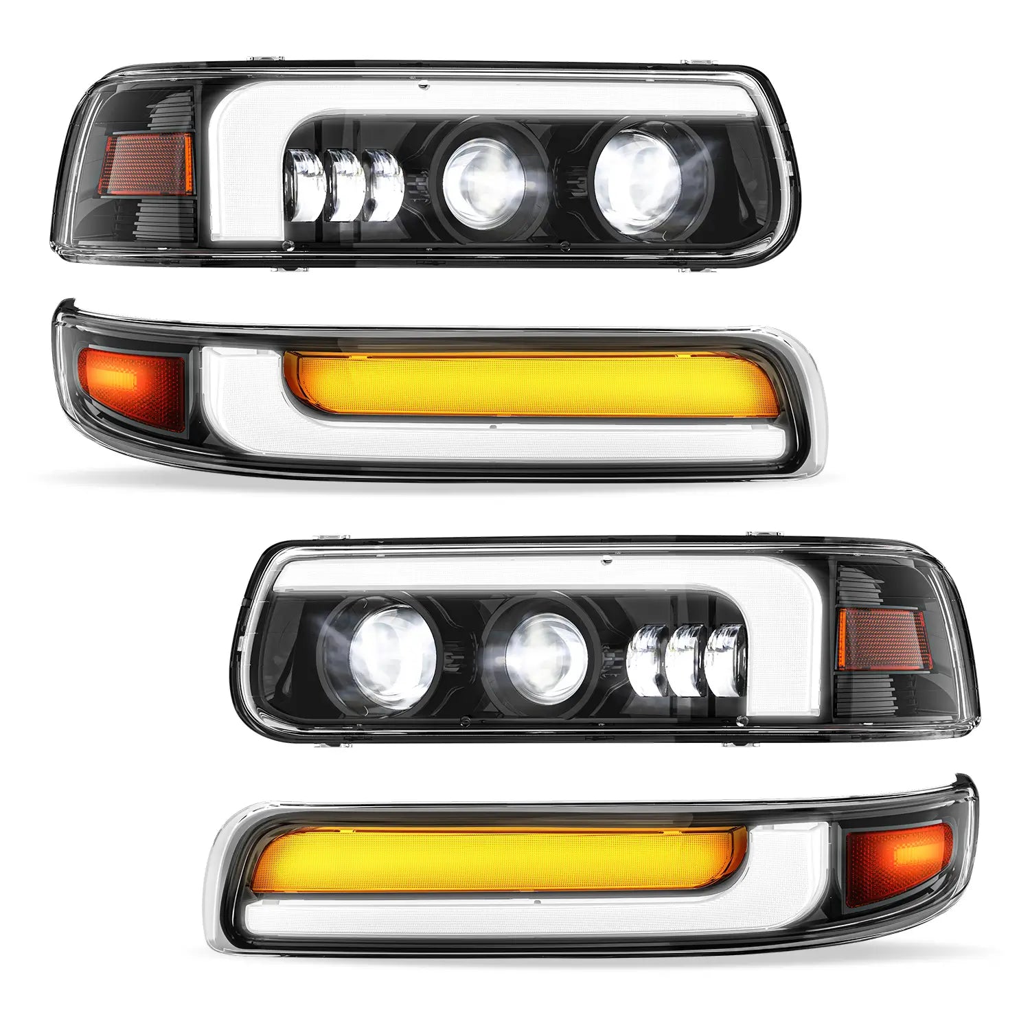 LOYO LED Headlight Assembly for 1999-2002 Chevrolet Silverado & 2000-2006 Chevy Suburban Tahoe - DOT Approved with DRL, Turn Signal & Side Marker Lights - Upgrade for Night Driving & Off-Road Adventures