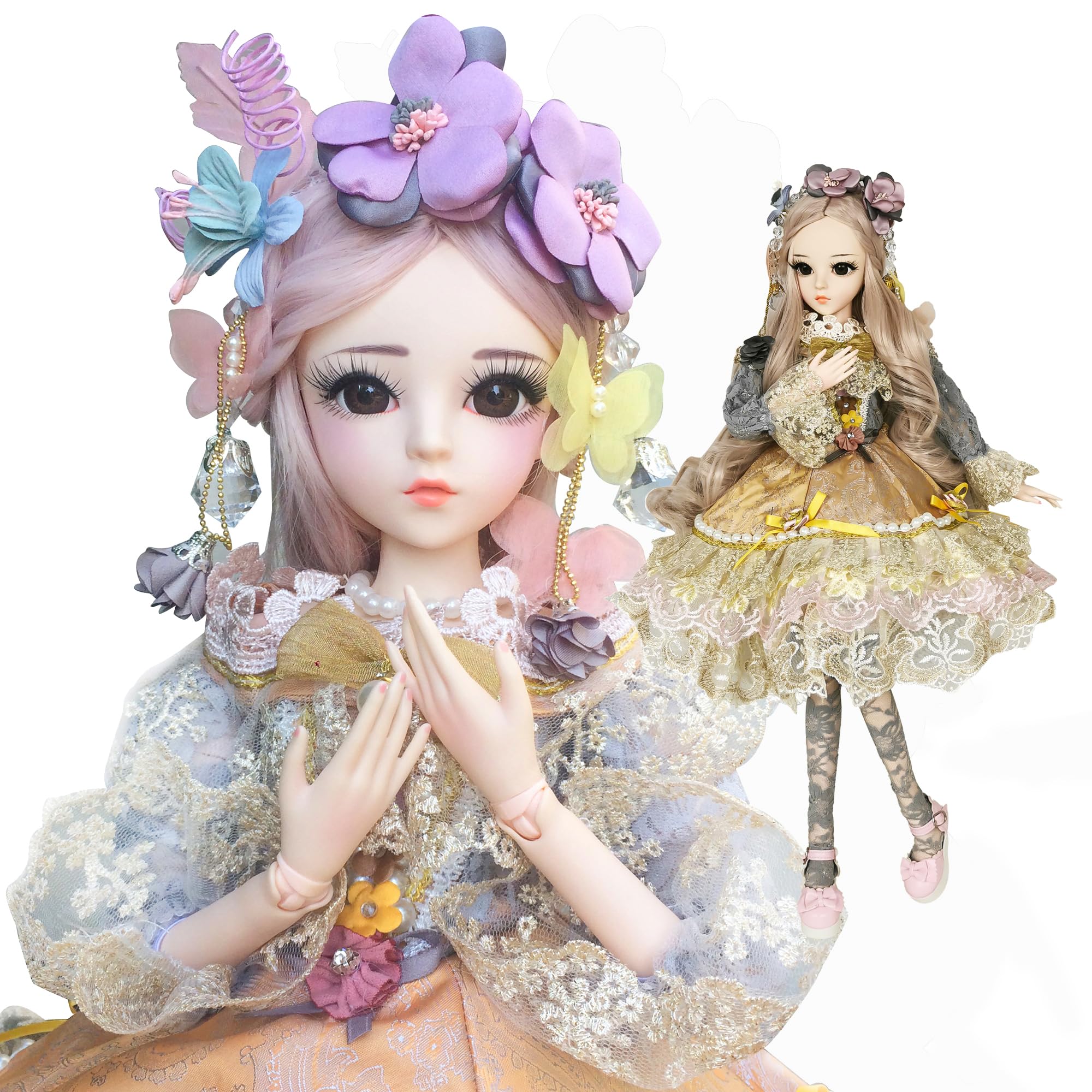 1/3 BJD Doll Ball Jointed Doll 24in Princess SD Doll with Makeup & Full Accessories (Carina) - Perfect for Collectors, Photography, and Cosplay