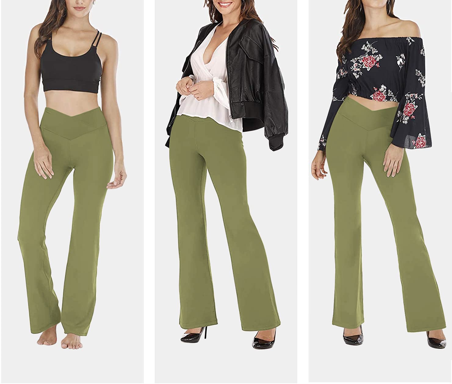 Esobo Women's Bootleg Yoga Pants - High Waisted Wide Leg Flare Workout Pants for Yoga, Office & Casual Wear | Comfortable Bootcut Dress Pants for Work & Everyday Use