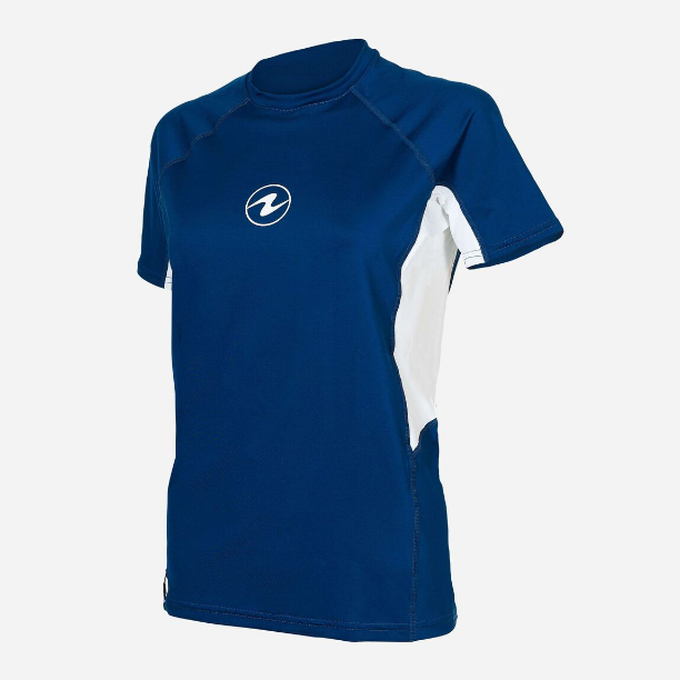 Aqualung Women's Loose Fit Short Sleeve Rashguard UPF 50+ Sun Protection Swim Shirt for Surfing, Swimming & Beach Activities