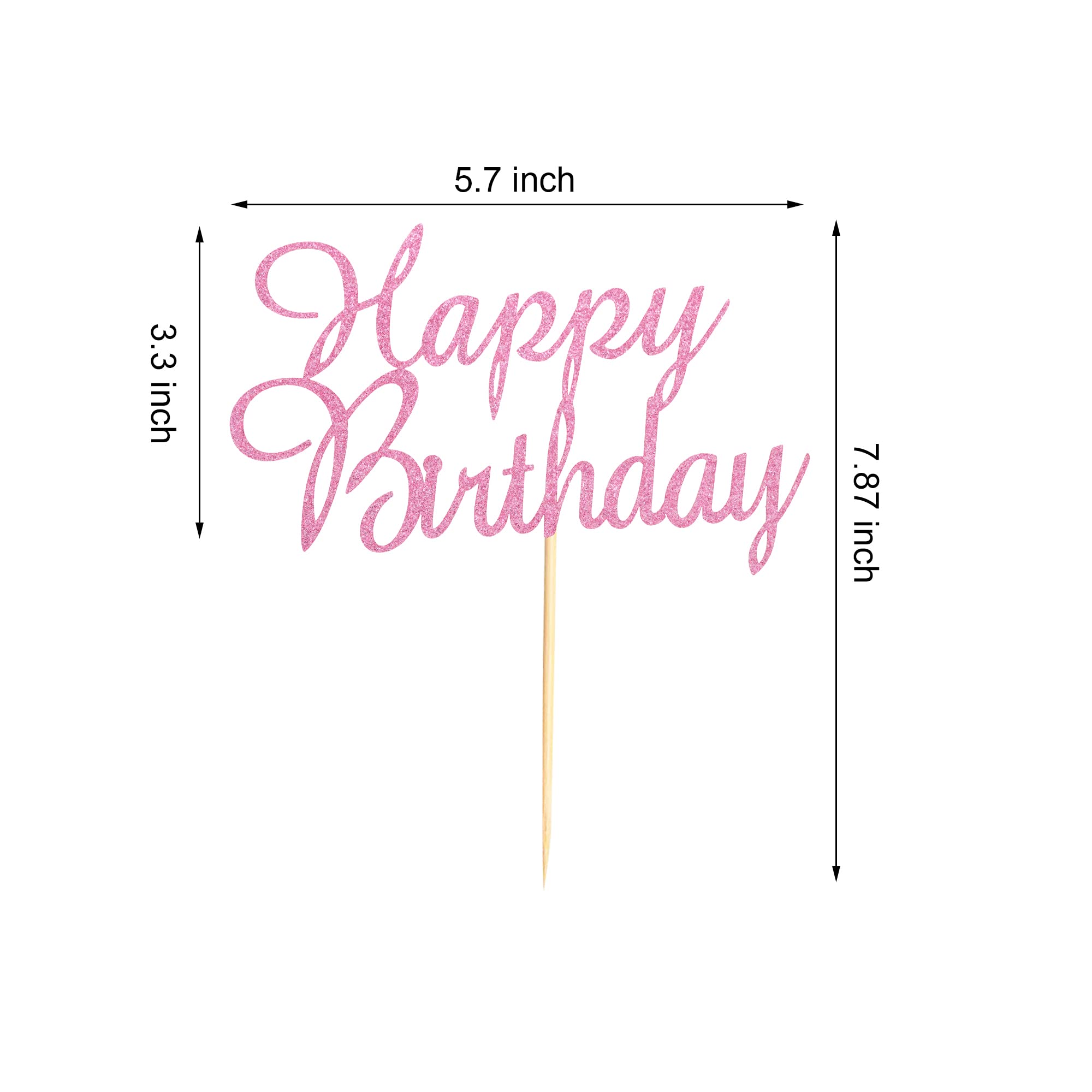 Happy Birthday Cake Topper Set - Pink Glitter Cake Decorations for Kids & Adults | Birthday Party Supplies for Cakes, Cupcakes & Desserts