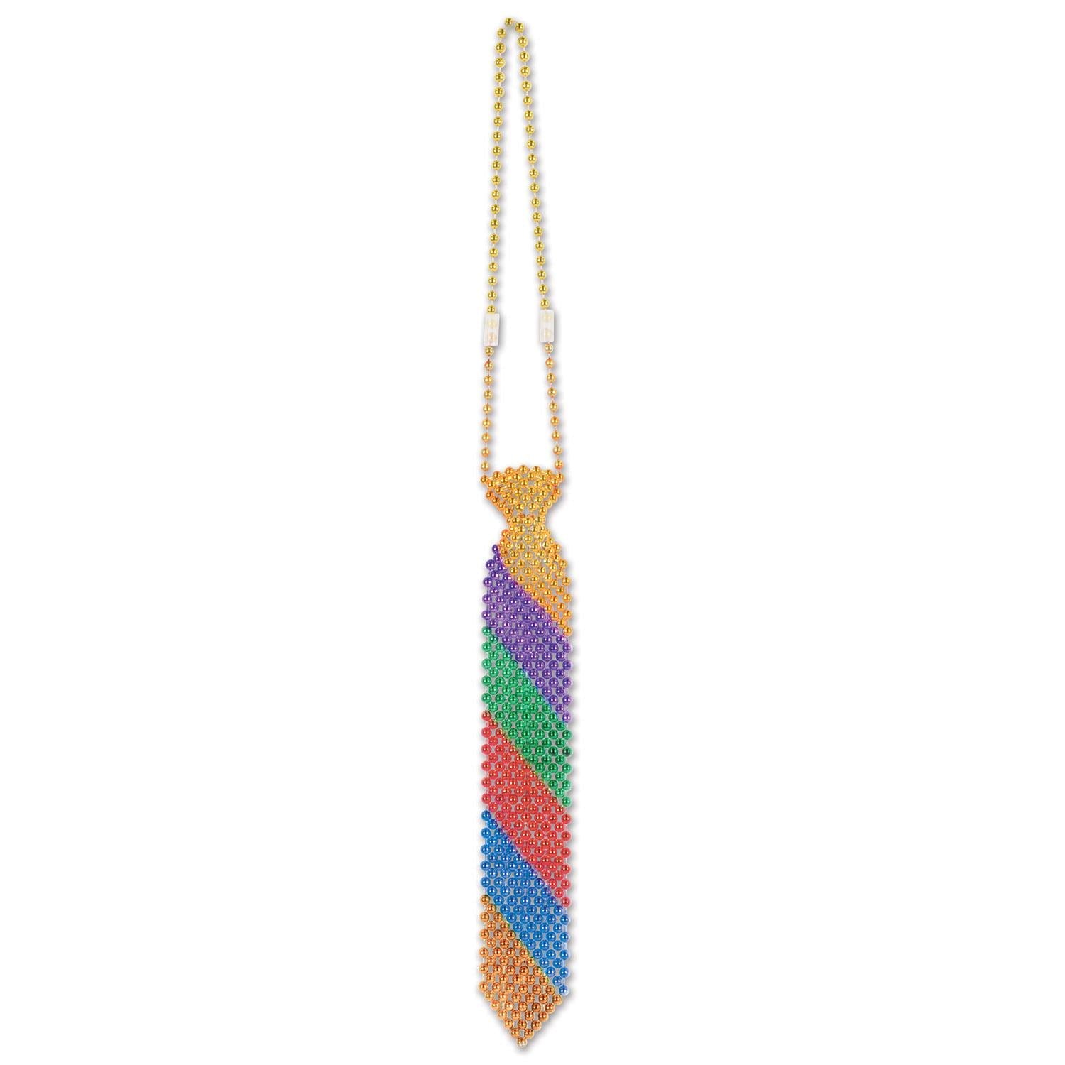 12 Pack Beistle Beaded Rainbow Tie - Colorful Party Decorations for Birthday, Mardi Gras, Pride Parade & Festive Celebrations
