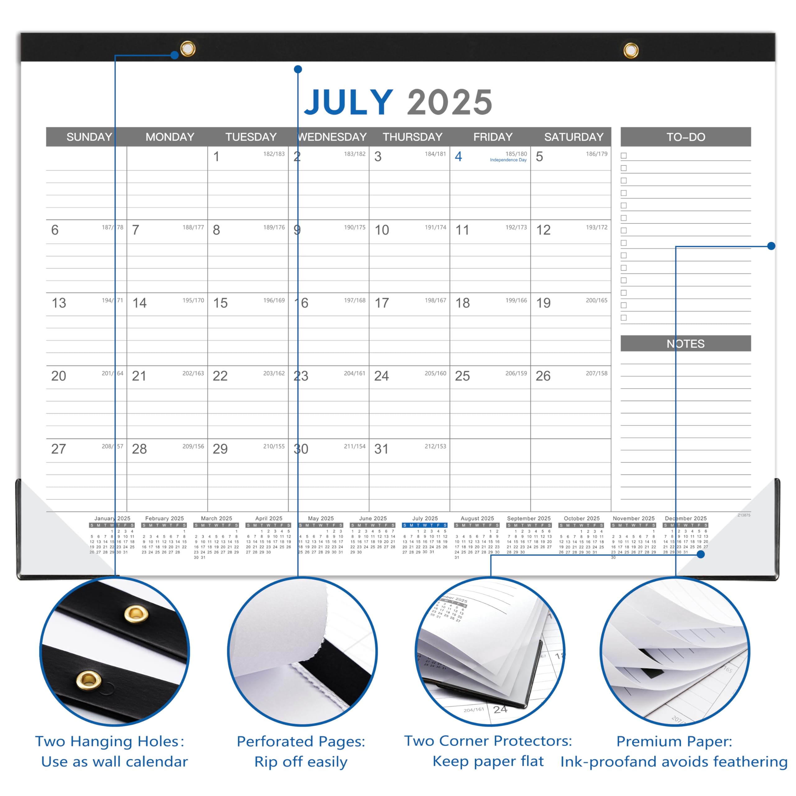 2025-2026 18-Month Desk Calendar | July 2025 - December 2026 | 12