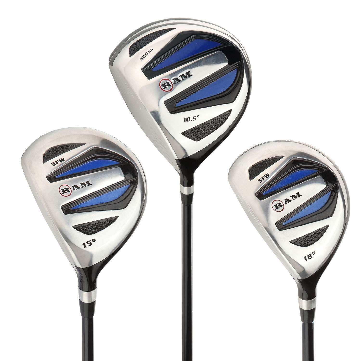 Ram Golf EZ3 Mens Wood Set - Graphite Driver, 3 & 5 Wood Lefty - w/Headcovers, Ideal for Left-Handed Golfers