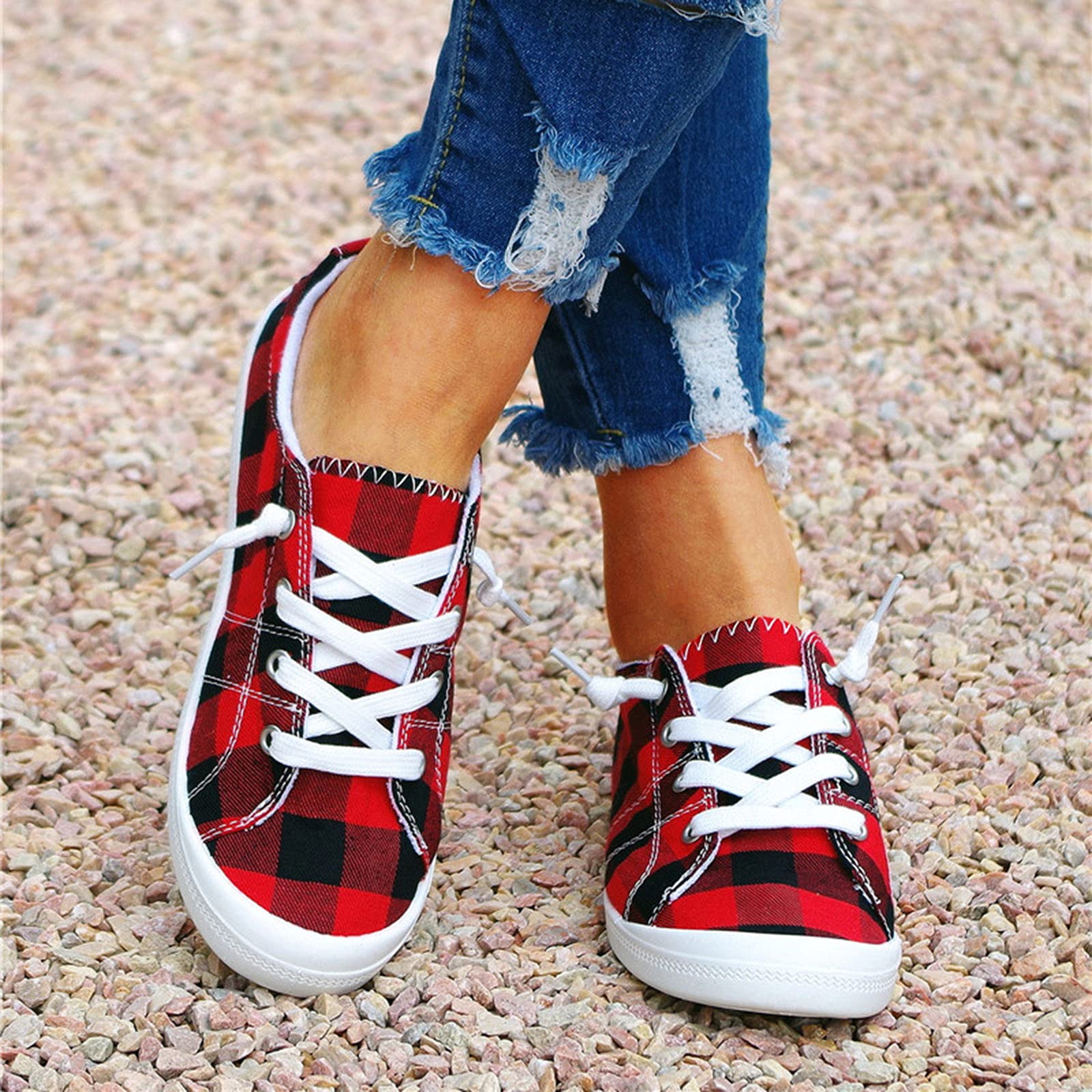 Women's Slip-On Tennis Shoes - Lightweight Black Sneakers for Casual Wear, Walking & Gym - Comfortable Women's Athletic Shoes