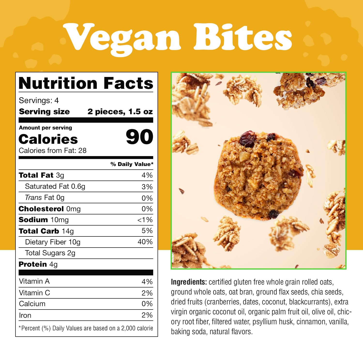 Alyssa’s Vegan Oatmeal Bites - Gluten Free, Dairy Free, Sugar Free, Low Carb & Keto Protein Cookies - Healthy Bakery Snacks for Kids & Adults - 8 Cookies per Box (1 Pack) - Perfect for On-the-Go Snacking, Lunchboxes & Keto Diet