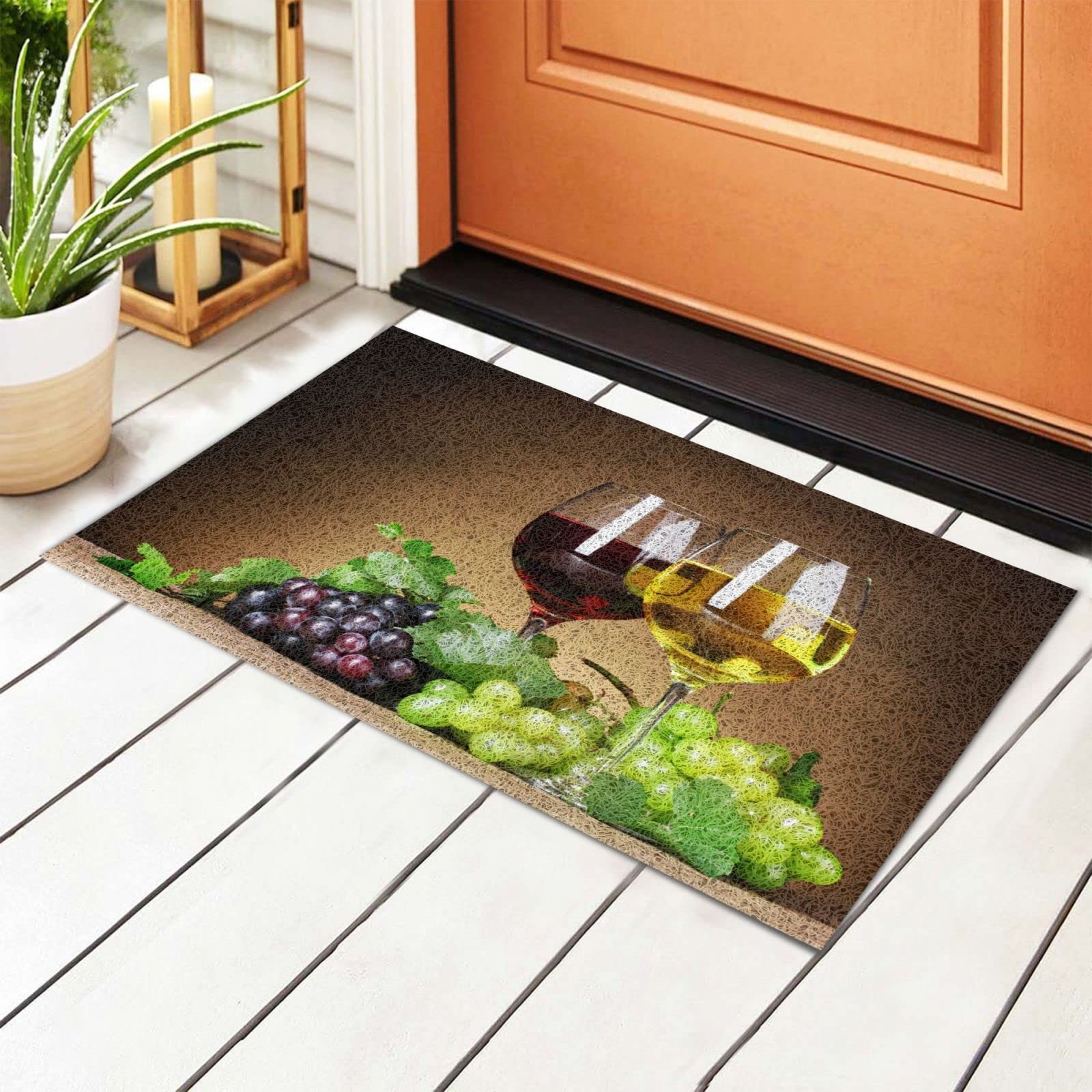 BoeHiop Personalized Non-Slip Welcome Doormat for Wine & Grapes Lovers - Absorbent Indoor/Outdoor Entry Rug for Home Decor - Perfect for Front Door, Patio, and Kitchen Use