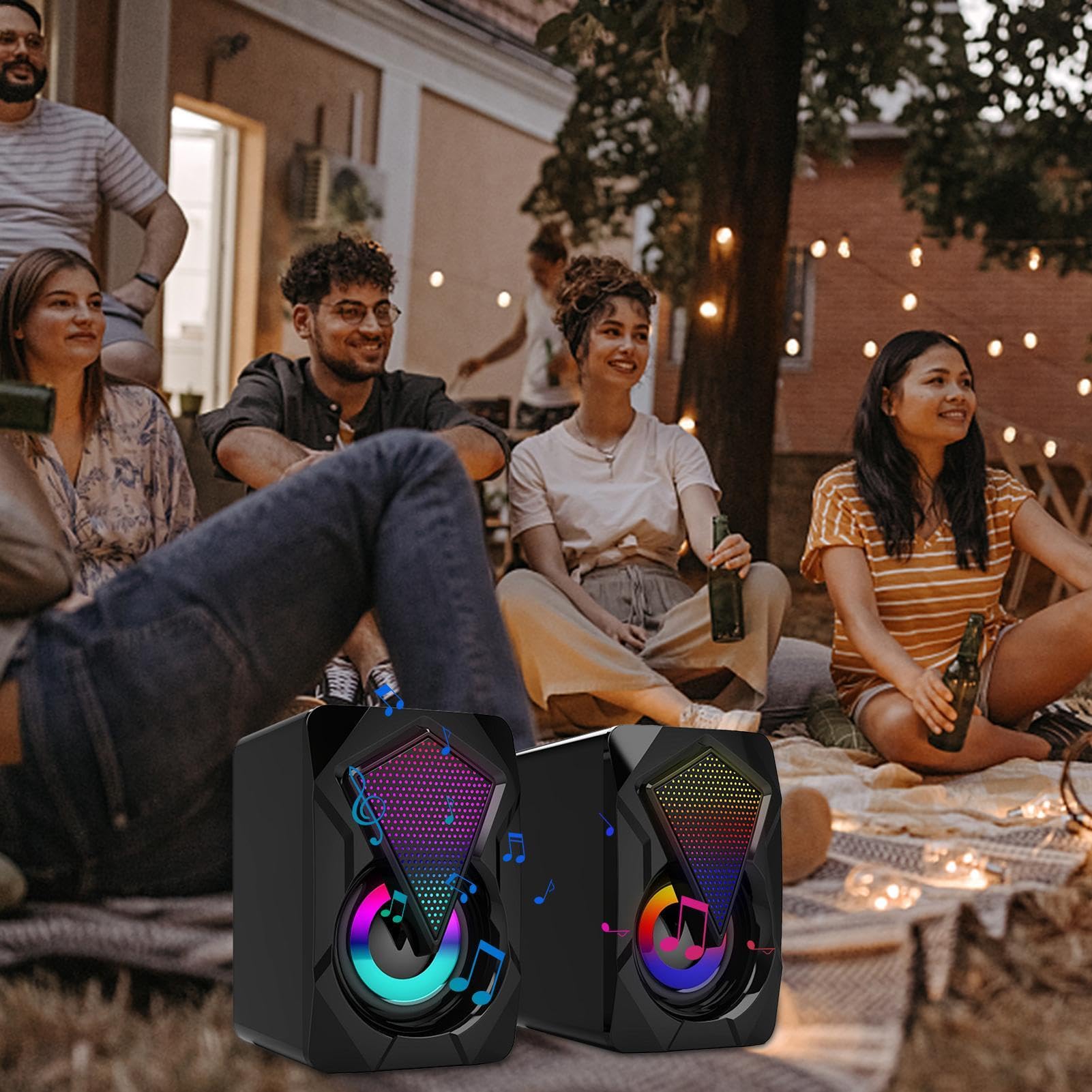 RGB USB Powered PC Speakers with Subwoofer, Plug and Play Desktop Speakers for Clear Sound, Gaming, and Home Office Setup