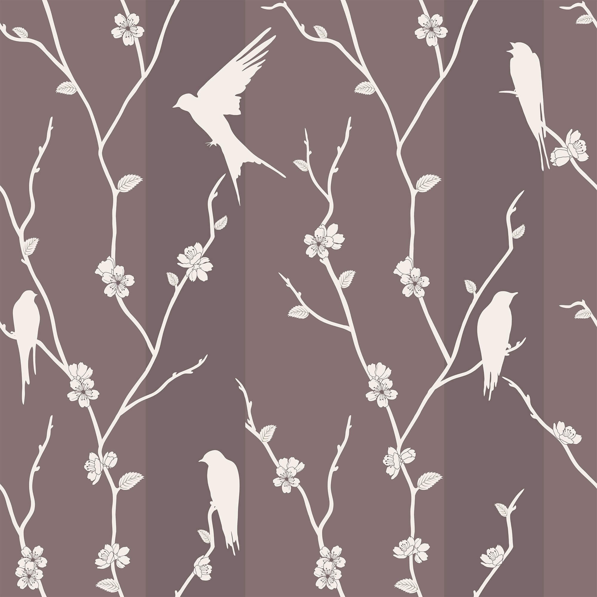 Lavender Floral Animal Print Peel and Stick Removable Wallpaper - Self-Adhesive Decorative Wall Covering for Nursery, Bedroom, Living Room & Office Decor