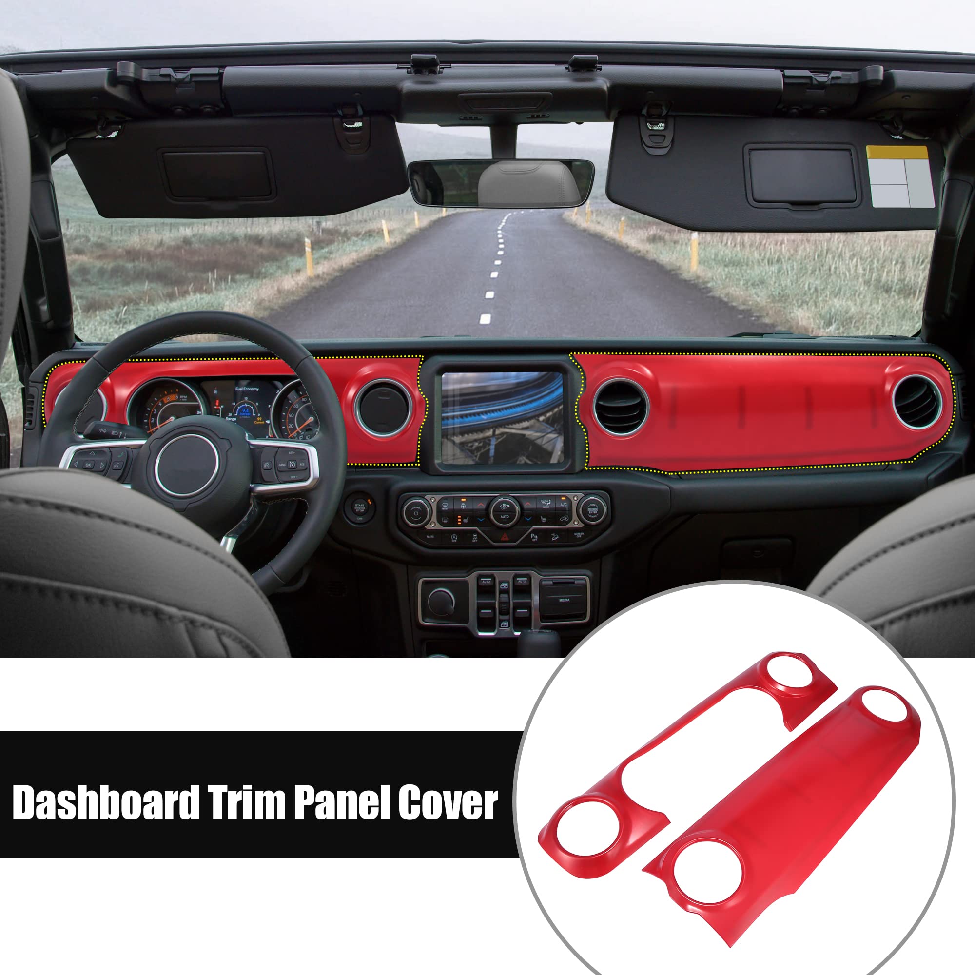 X AUTOHAUX Car Dashboard Decorative Cover Trim Panel Kit for Jeep Wrangler JL/JLU (2018-2021) & Gladiator (2020) - Premium Interior Upgrade Accessory for Off-Road Adventure & Daily Driving