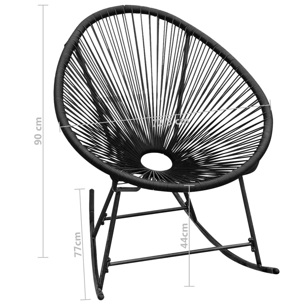 SKM Outdoor Rocking Chair - Black Poly Rattan Patio Furniture for Garden, Porch & Backyard Relaxation | Weather-Resistant & Comfortable