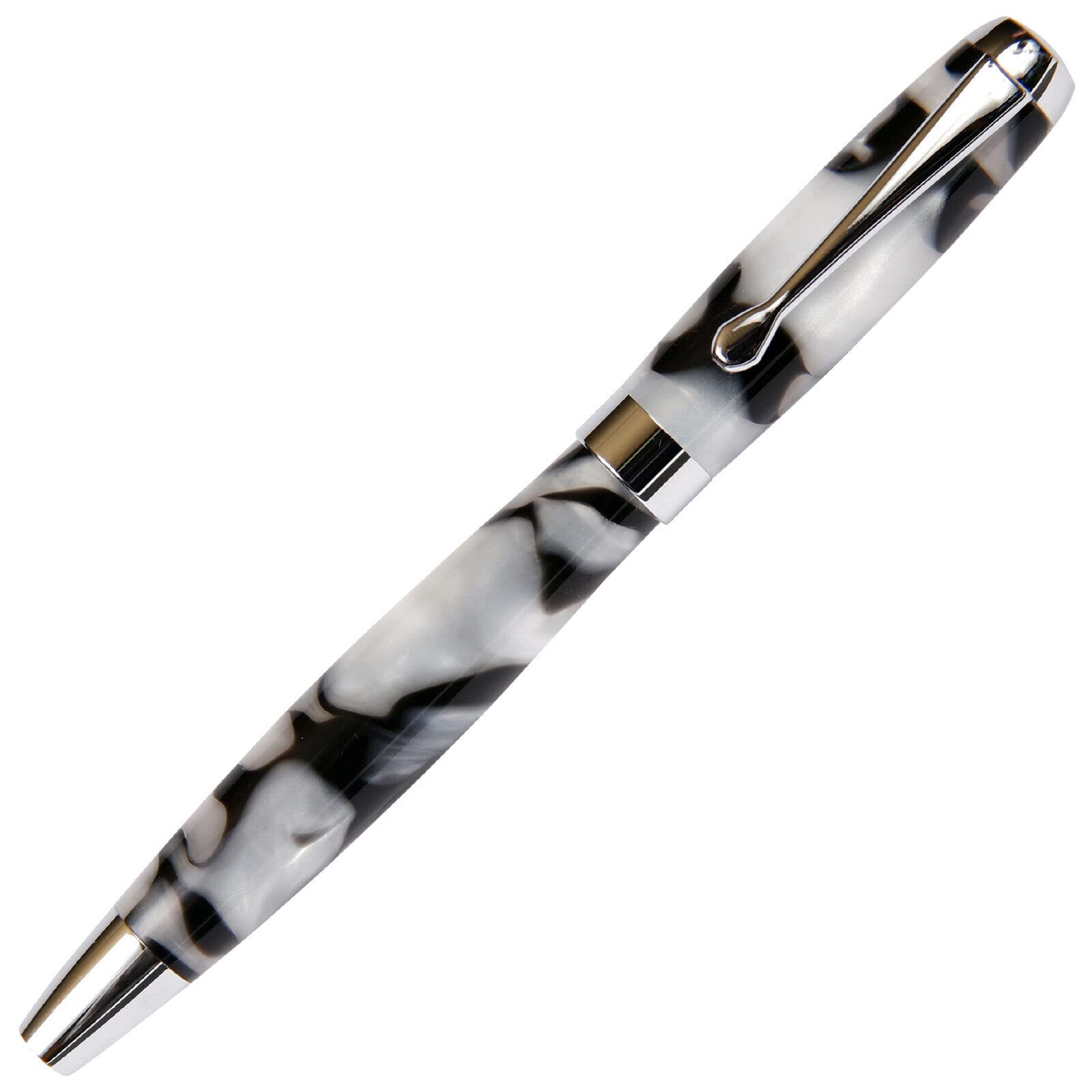 Premium Tuscany Rollerball Pen - Elegant Black & Pearl Marbleized Gloss Finish - Perfect for Office, Journaling & Gift Giving