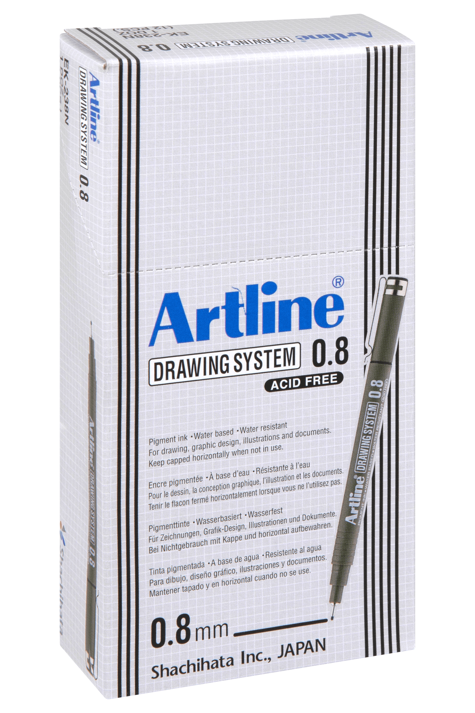 Artline 238 Drawing System Pen 0.8mm Fine Tip Black Ink - 12 Pack for Sketching, Technical Drawing & Calligraphy | Perfect for Artists, Architects & Designers