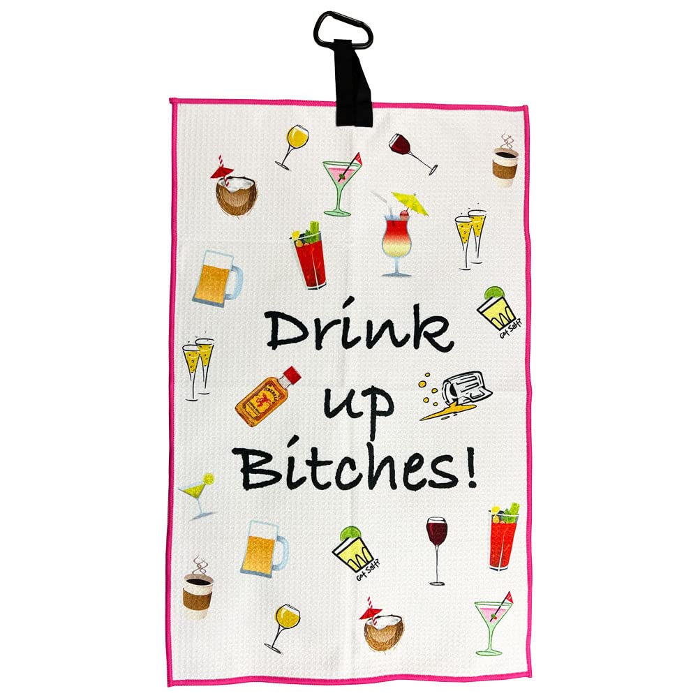 Drink Up Waffle Golf Towel - Absorbent & Funny Golf Gift for Men & Women | Perfect for Golf Courses, Driving Ranges & Clubhouse Use