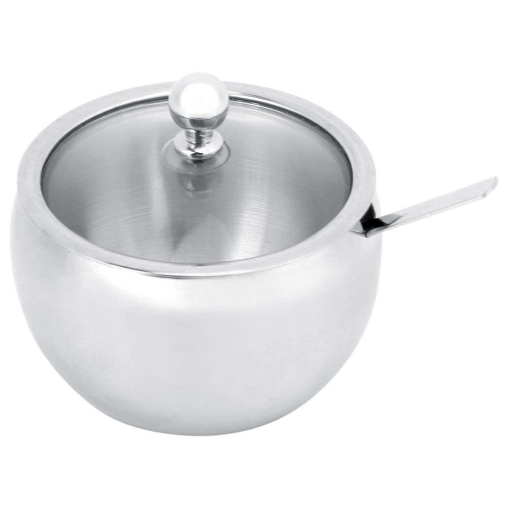 Stainless Steel Seasoning Jar with Lid & Spoon - Kitchen Storage Container for Spices & Herbs