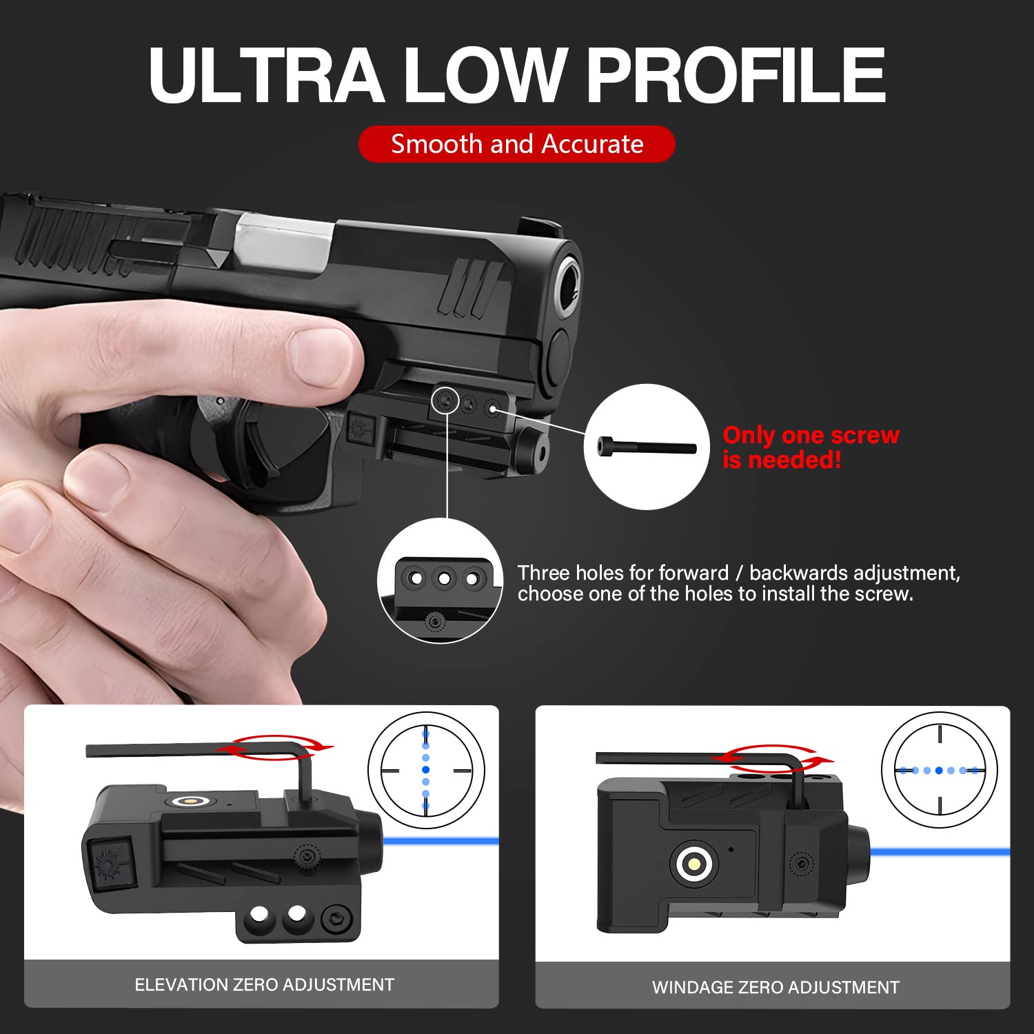 SOLOFISH Magnetic Rechargeable Gun Beam - Green/Blue/Red Dot Sight for Pistols & Rifles | Shockproof & Glock 17/19 Compatible | Hunting & Tactical Use