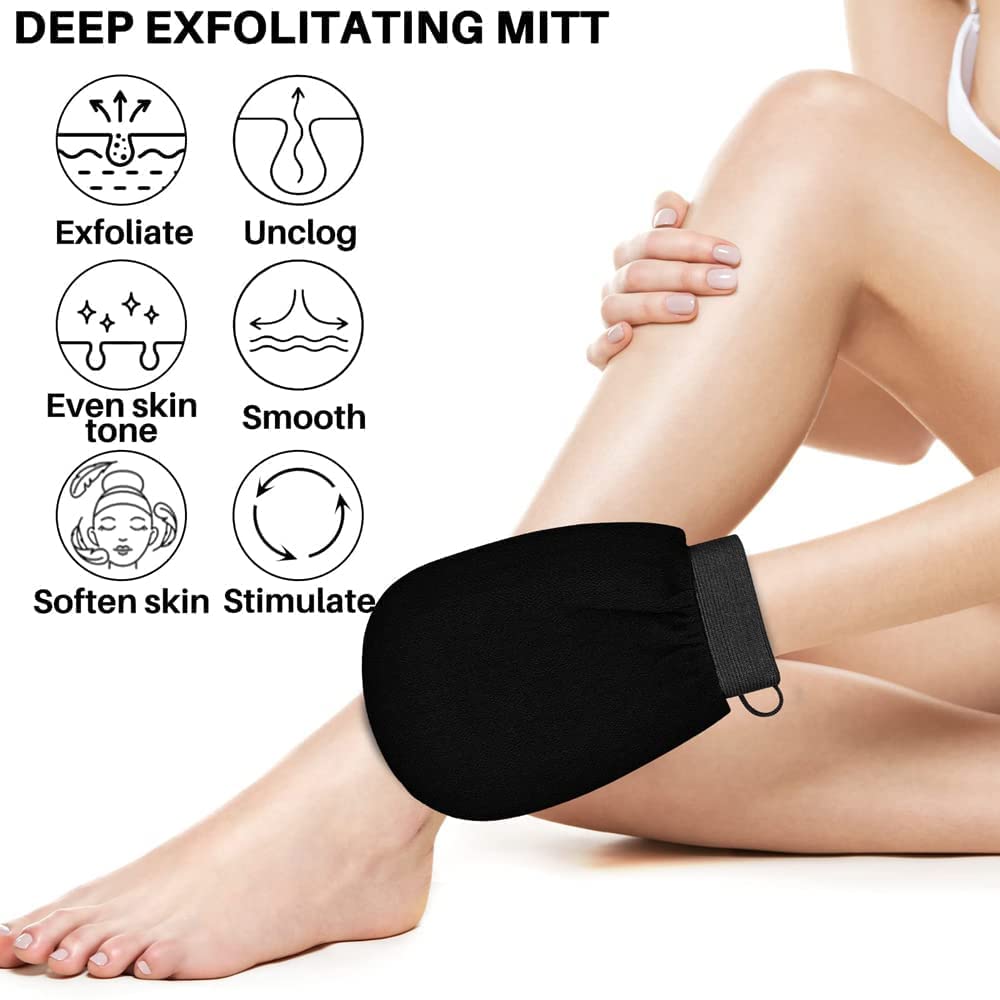 Alesso Exfoliating Shower Gloves - Body Scrub Mitts for Tan Removal & Smooth Skin - Best Bath Gloves for Exfoliation & Dead Skin Removal - Perfect for Spa, Self-Care & At-Home Skincare Routine