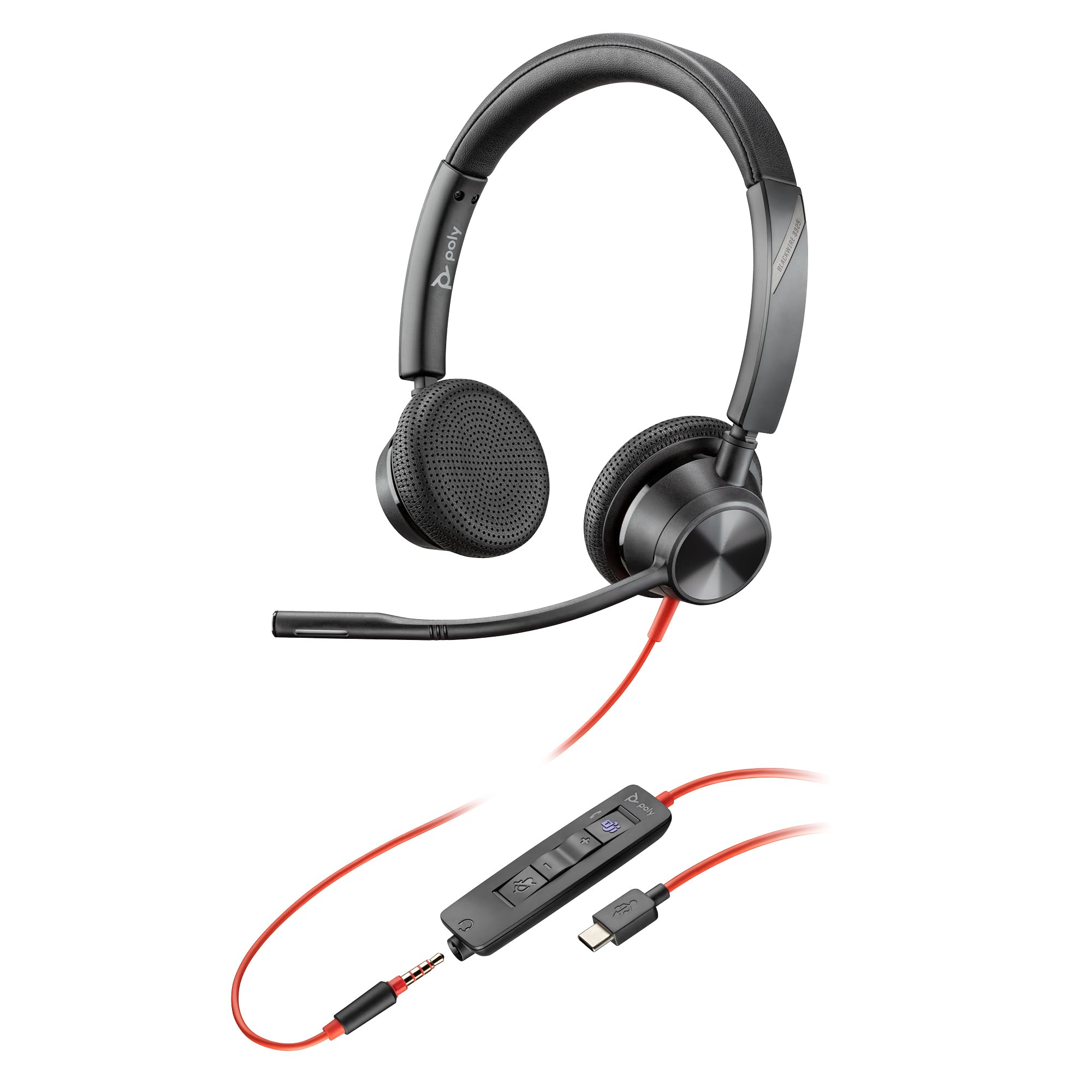 Poly Blackwire 3325 Wired Headset with Flexible Microphone Boom | Hi-Fi Stereo Sound | Compatible with PC, Mac & Mobile | Microsoft Teams Certified | Amazon Exclusive | Perfect for Remote Work, Online Meetings & Gaming