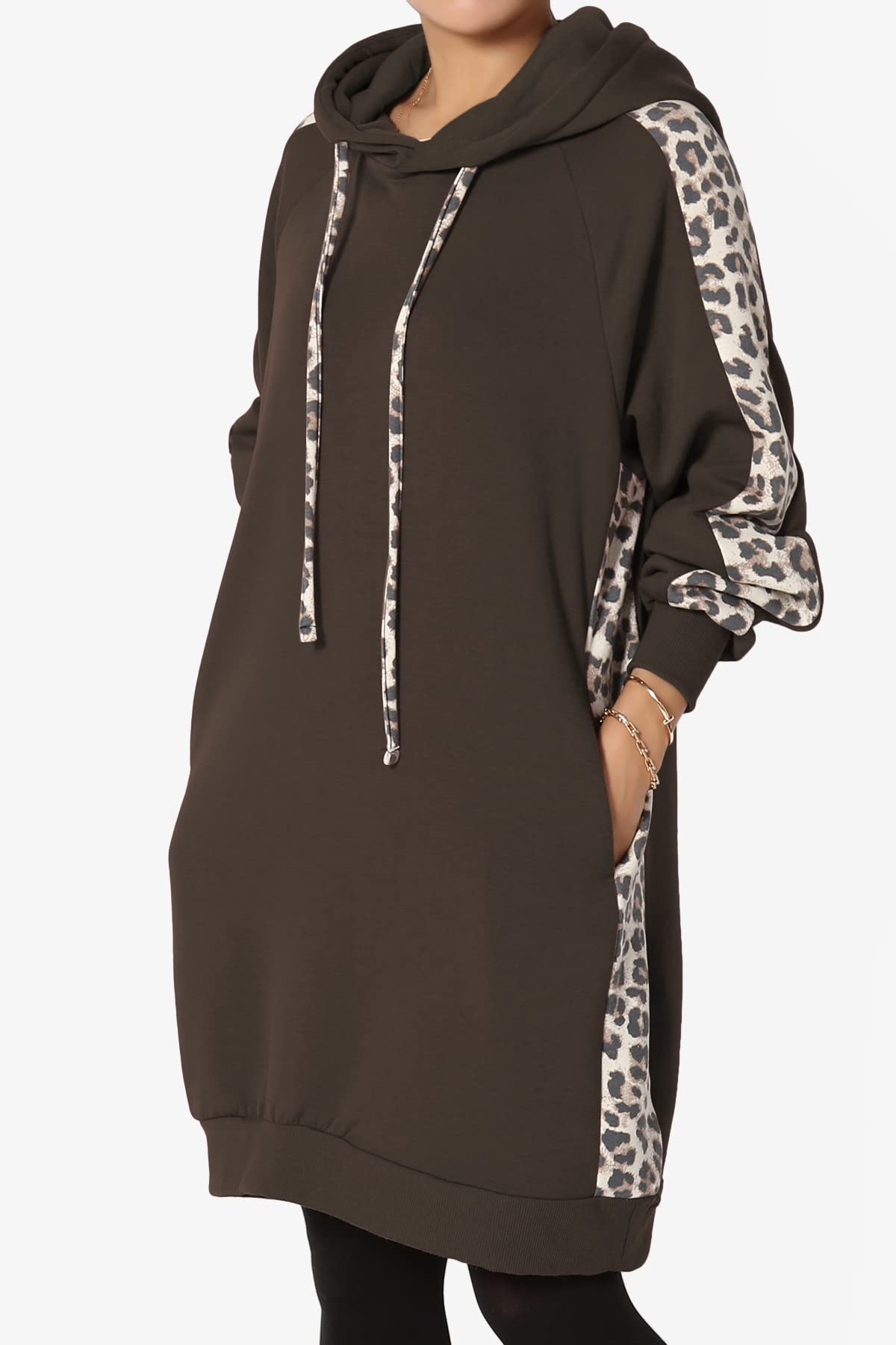 Stylish Leopard Print Loose Fit Hoodie with Pockets - Women's Long Tunic Sweatshirt for Casual Wear, Lounge & Street Fashion