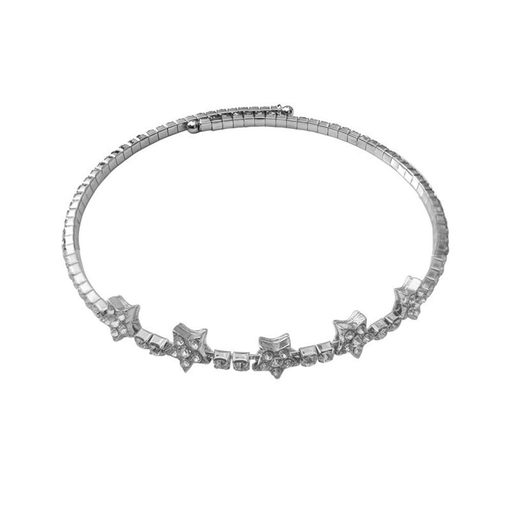 Sparkling CZ Rhinestone Choker Necklace for Women - Elegant Silver Iced Out Chain, Wedding & Party Jewelry, Fashion Gift for Her - Perfect for Prom, Date Night & Special Occasions