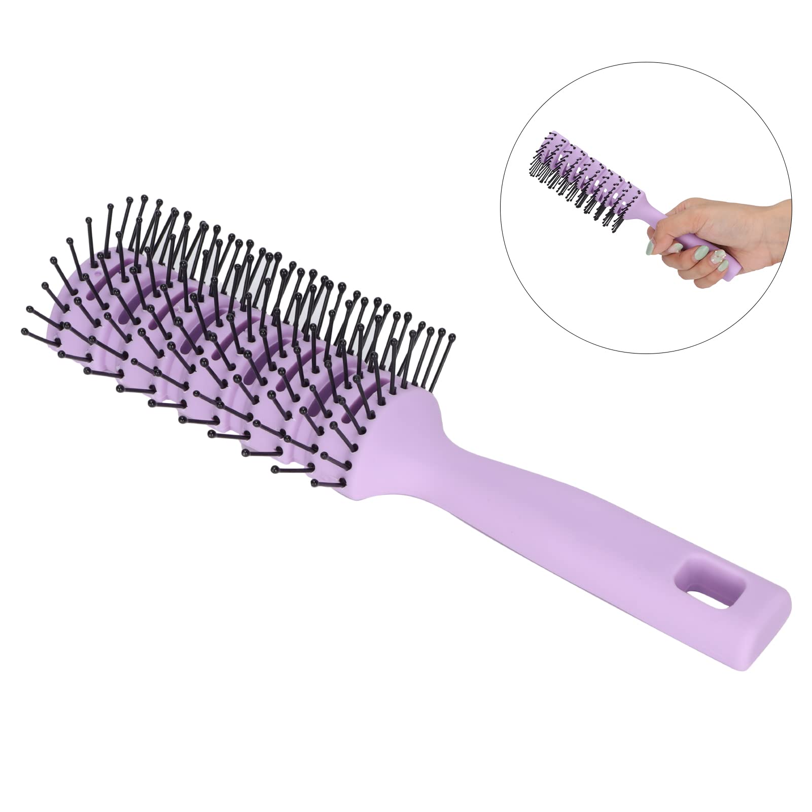 Vented Hair Brush for Detangling & Scalp Massage - Hollow Back Round Teeth Hair Care Brush (Purple) | Perfect for Wet/Dry Hair, Styling & Relaxing at Home