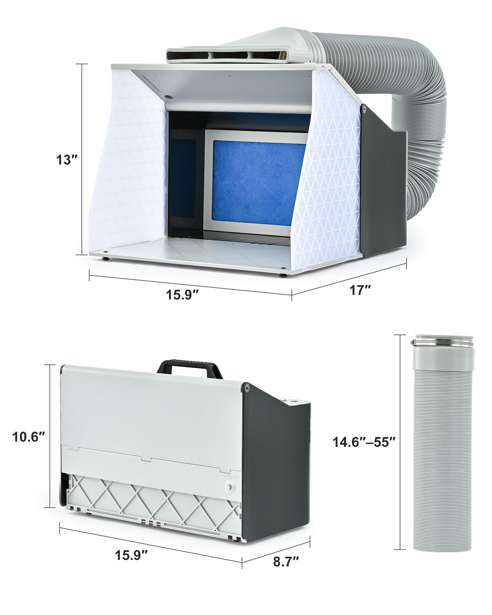 CO-Z Professional Airbrush Spray Booth with Dual Fans & 4 LED Lights - Portable Folding Painting Station with 19.5cm Turntable & 140cm Exhaust Hose - Perfect for DIY Model Painting, Cake Decorating, Nail Art & Craft Projects