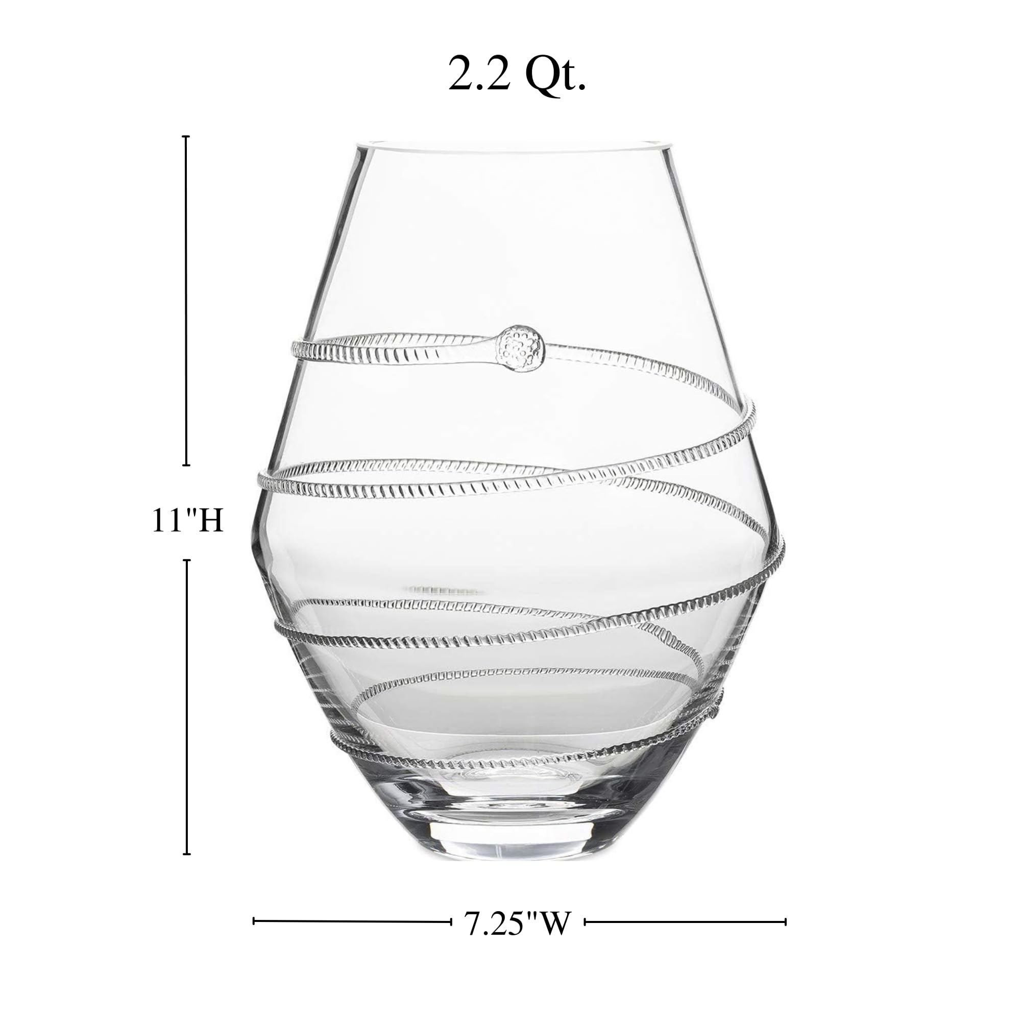 Juliska Amalia 11-Inch Clear Glass Vase - Elegant Flower Arrangement Centerpiece for Weddings, Home Decor & Tabletop Display