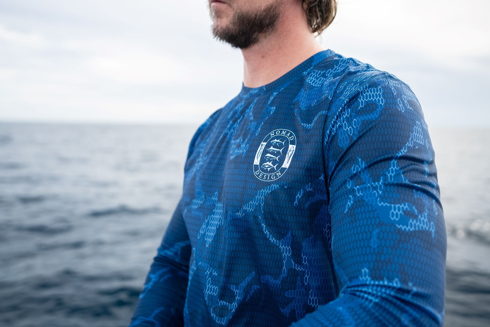 Tech Fishing Shirt - Marine Camo Performance Shirt for Men | Quick-Dry, UV Protection & Breathable | Ideal for Fishing, Boating & Outdoor Adventures