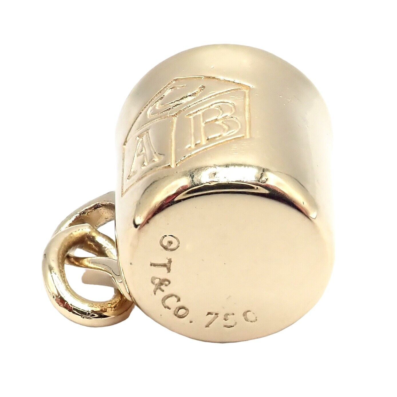 Vintage Tiffany & Co. 18k Yellow Gold ABC Baby Cup Charm - Rare Collectible Jewelry for Baby Shower Gifts & Keepsakes