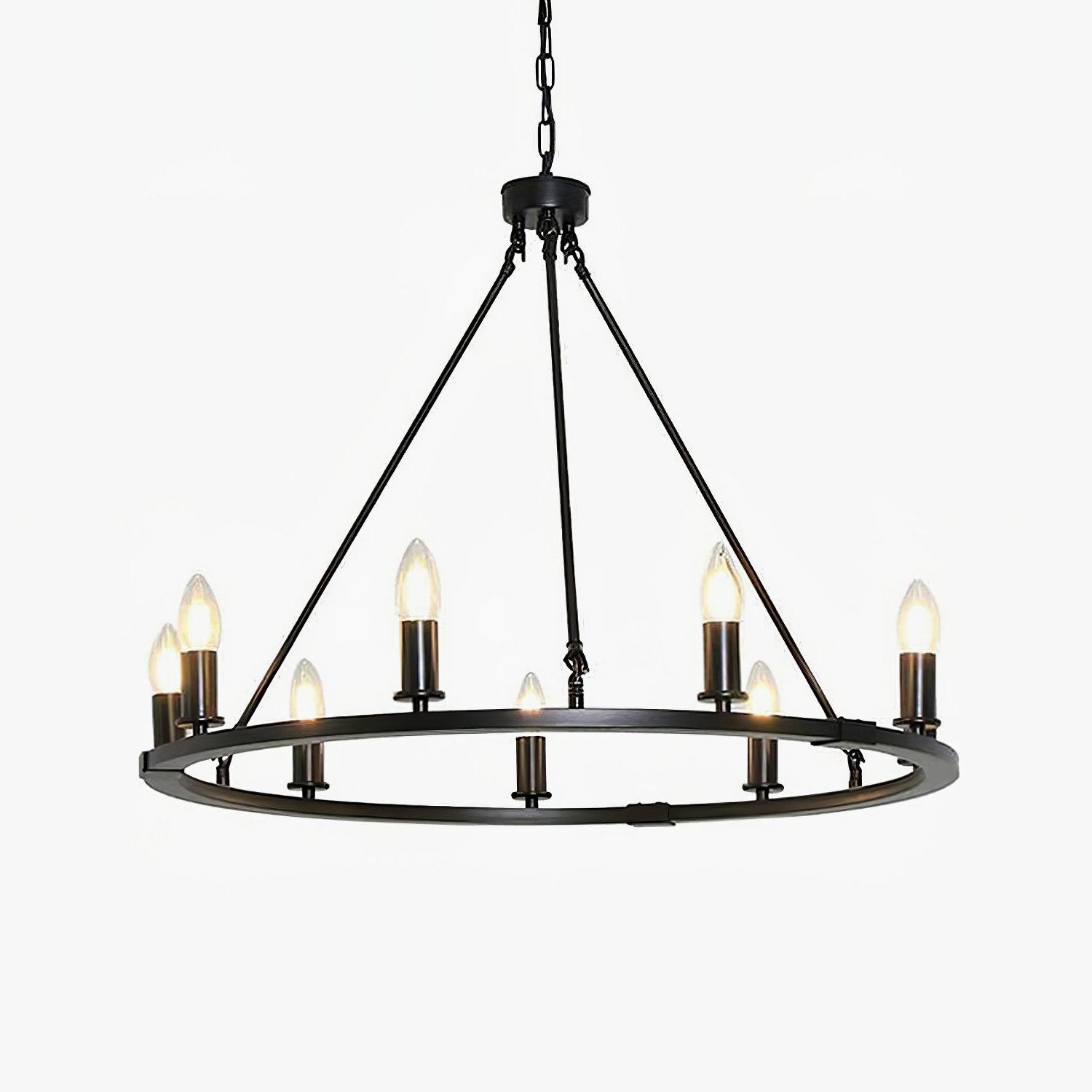 Elegant Black Candle Ring Chandelier - Gothic Home Decor Lighting Fixture for Dining Room, Bedroom, or Wedding Venue