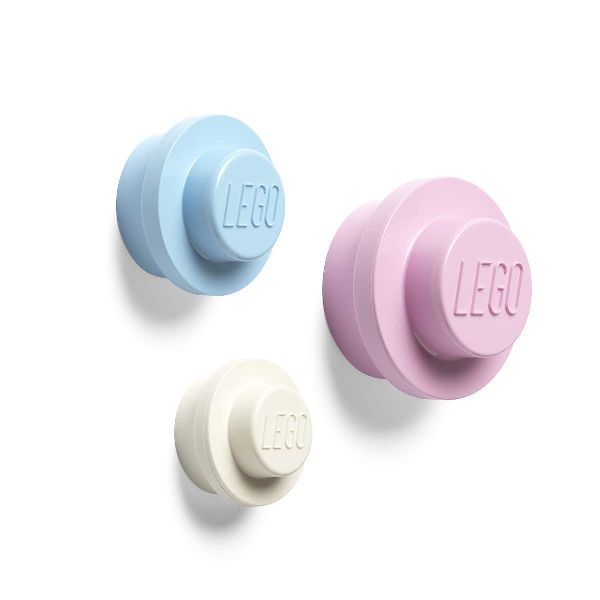 ROOM Copenhagen Lego Wall Hanger Set - Decorative Playroom Utility Hooks for Kids (Light Blue/Pink/White) - Perfect for Organizing Toys, Hats & Backpacks in Bedrooms & Play Areas