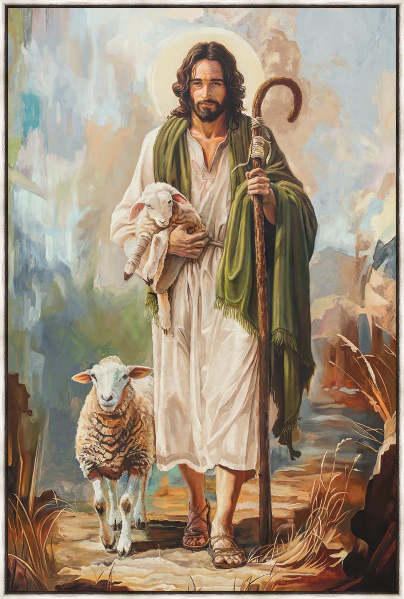 Safe in The Shepherd's Arms - Large Christian Wall Art Decor for Living Room, Bedroom & Church - Inspirational Bible Verse Canvas Painting for Home & Office Decor