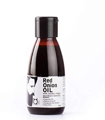 Qraa Men Red Onion Hair Oil with Jojoba, Argan & Black Seed Oil - 100ml for Hair Growth & Scalp Care - Perfect for Thinning Hair & Dandruff Treatment