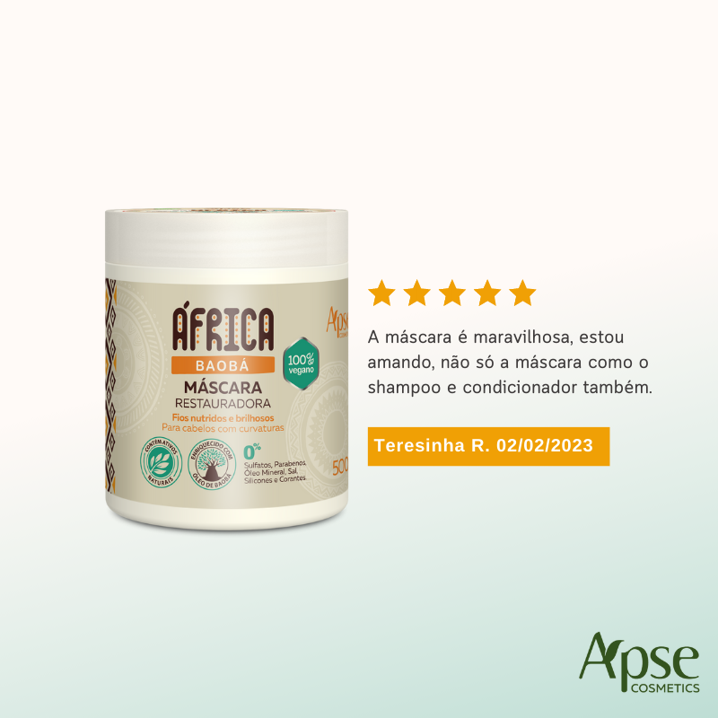 Apse Cosmetics Africa Baobab Restorative Hair Mask 17.6 oz - Deep Conditioning Treatment for Dry, Damaged Hair | Salon-Quality Hair Care at Home