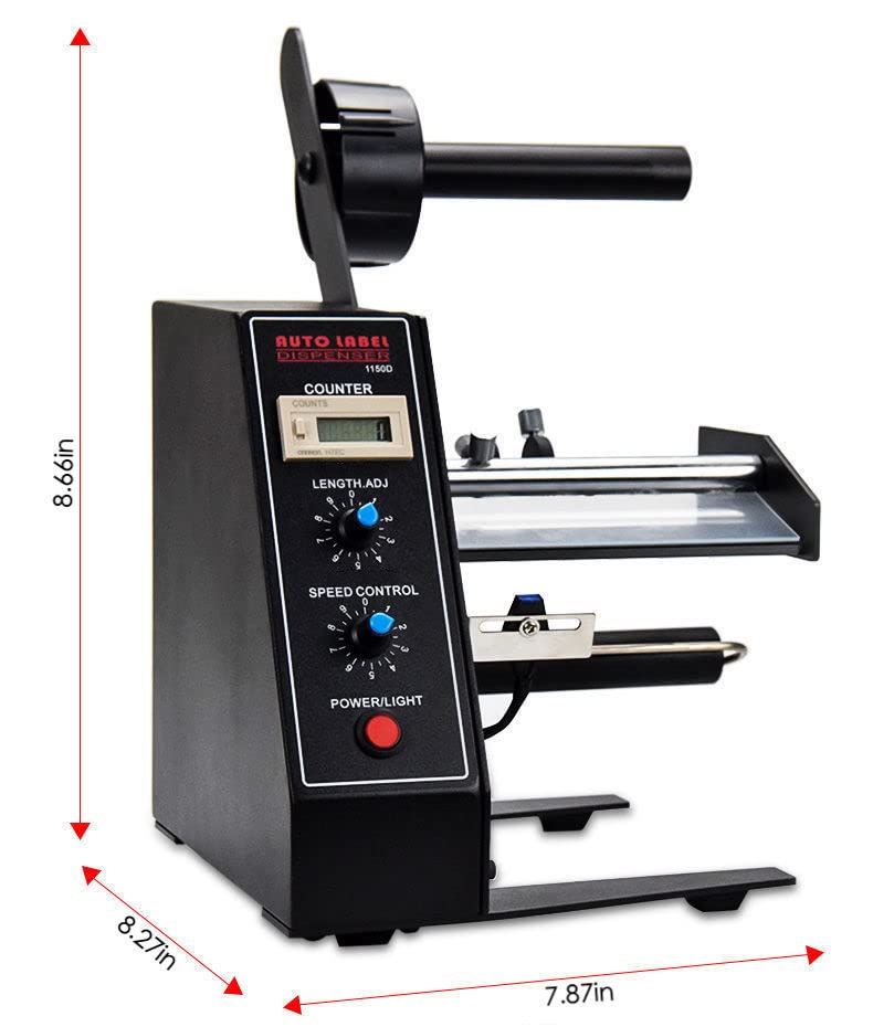 Electric Label Dispenser Machine 110V - Adjustable Speed, Auto Counting (0-999999), 4-140mm Label Width - Perfect for Warehouse, Retail & Shipping Labeling