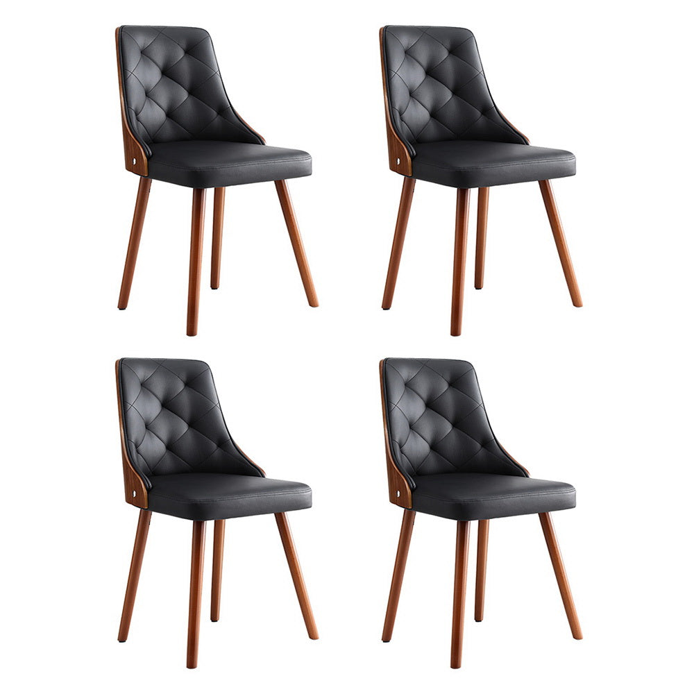 4-Piece Artiss Dining Chair Set - Black PU Leather Upholstered Modern Kitchen Chairs for Dining Room, Kitchen, Restaurant & Home Decor