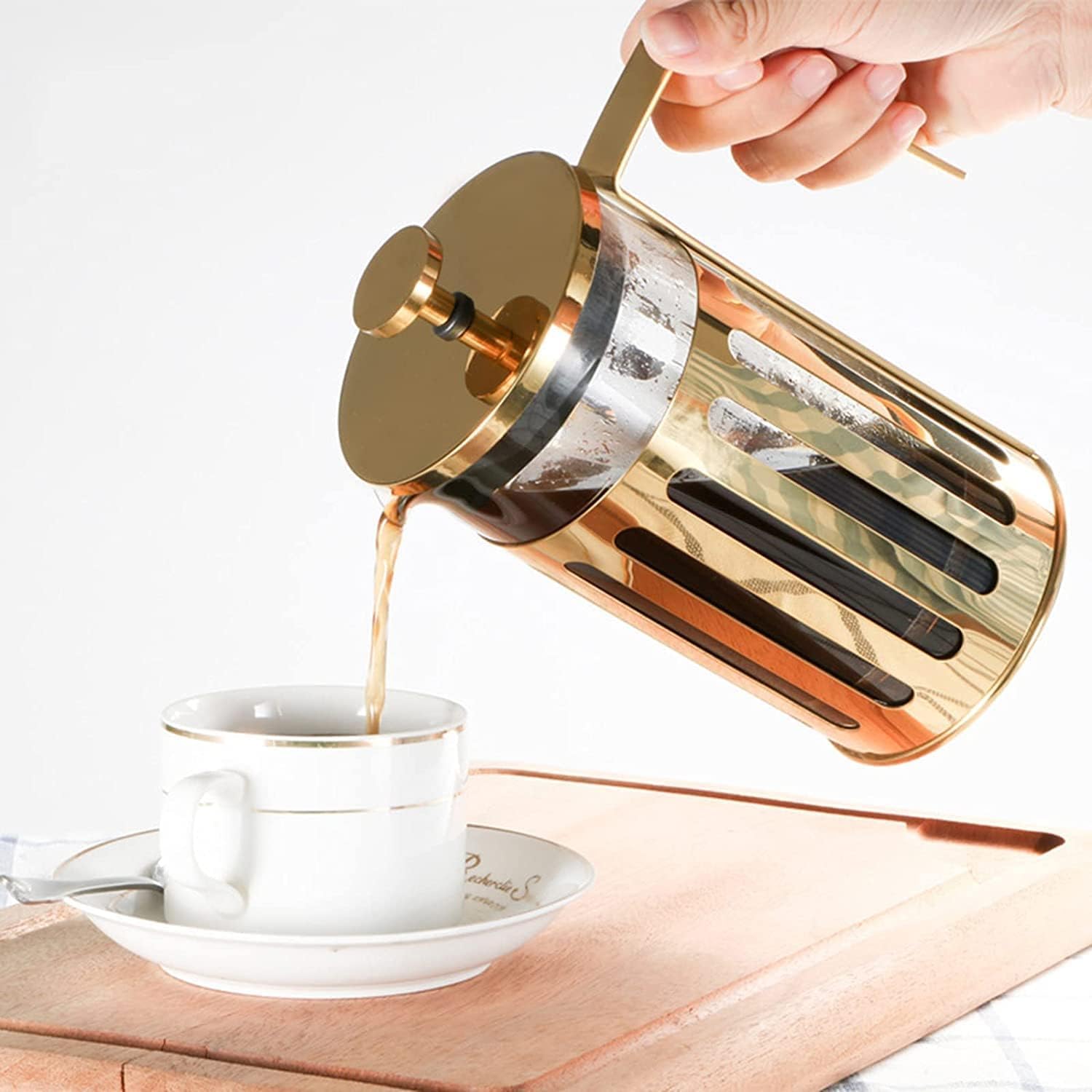 Premium French Press Coffee Maker - 34oz Insulated Stainless Steel Plunger with 3-Level Filtration System | Heat-Resistant Borosilicate Glass | Perfect for Home, Office & Camping Brewing | Makes Rich & Smooth Coffee