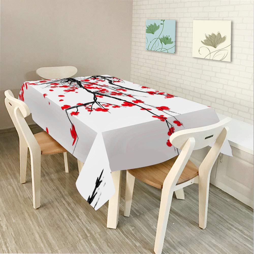 Japanese Cherry Blossom Tablecloth 60x84 Inches - Elegant Sakura Floral Rectangular Table Cover for Dining, BBQ, Picnic, Coffee Table - Waterproof & Wrinkle-Resistant for Indoor/Outdoor Use