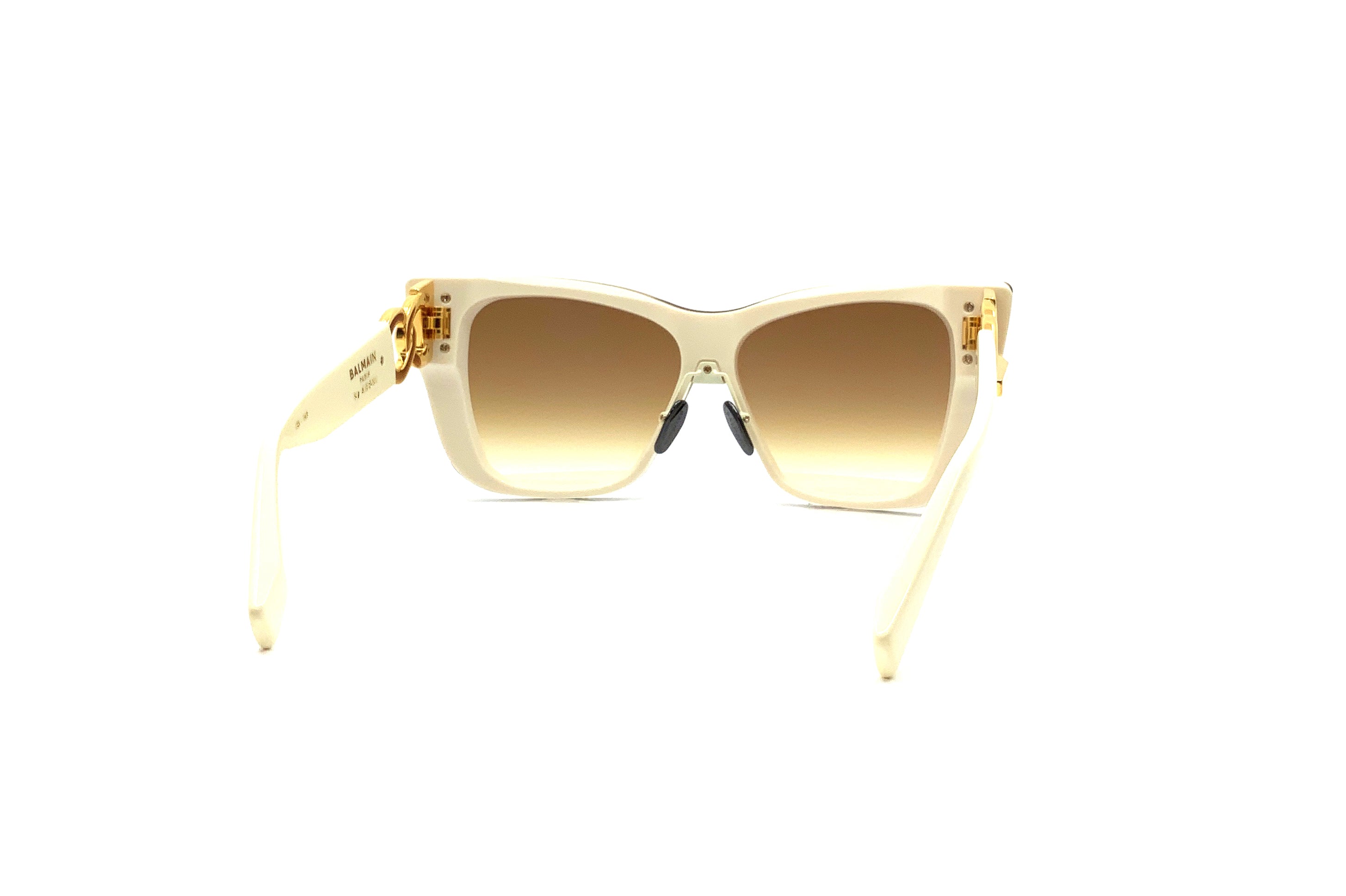 Balmain Armour Sunglasses - White & Dark Brown Aviator Style for Men & Women | UV Protection, Fashion Accessory for Outdoor Activities, Travel & Driving