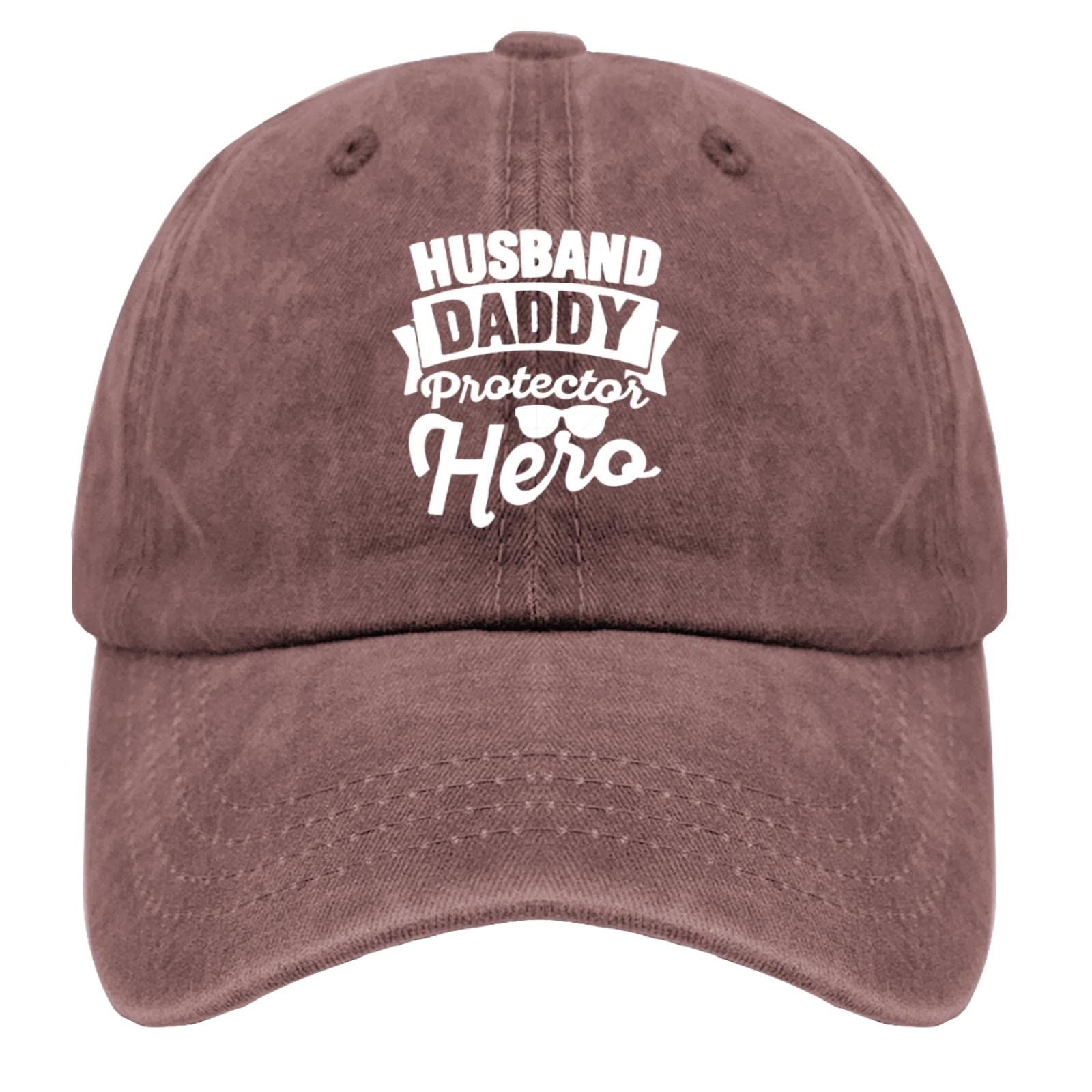 Vintage Washed Denim Baseball Cap - Adjustable Dad Hat for Men | 90s Style Distressed SXA Husband Daddy Protector Hero Design | Perfect for Casual Wear, Outdoor Activities & Father's Day Gifts