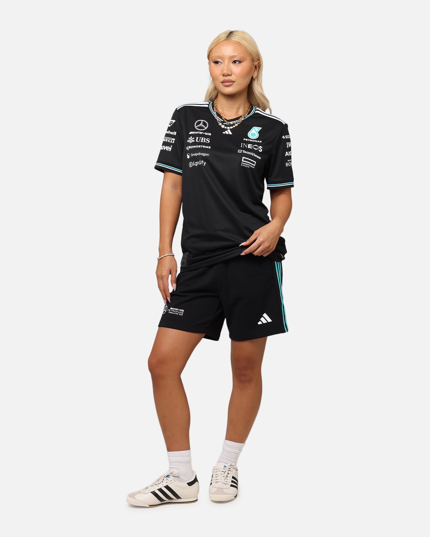 Adidas x Mercedes AMG PETRONAS F1 2025 Authentic Drive T-Shirt - Black - Official Formula One Racing Tee for Men - Perfect for Race Day, Fan Events & Casual Wear