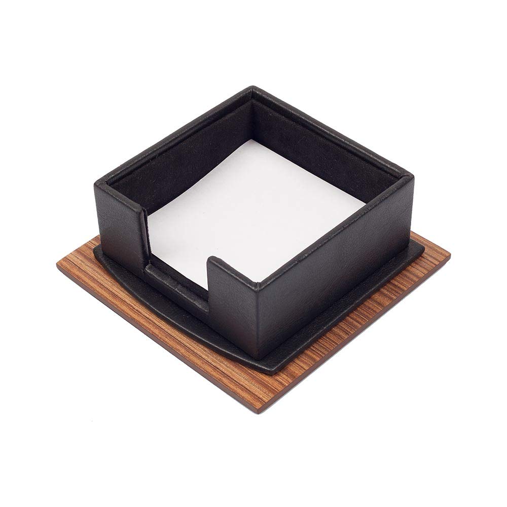 Premium 11-Piece Leather Desk Organizer Set with Walnut Wood Base - Office & Home Desk Accessories for Pens, Notebooks & Stationery | Perfect for Executive Desks, Home Offices & Workspace Organization