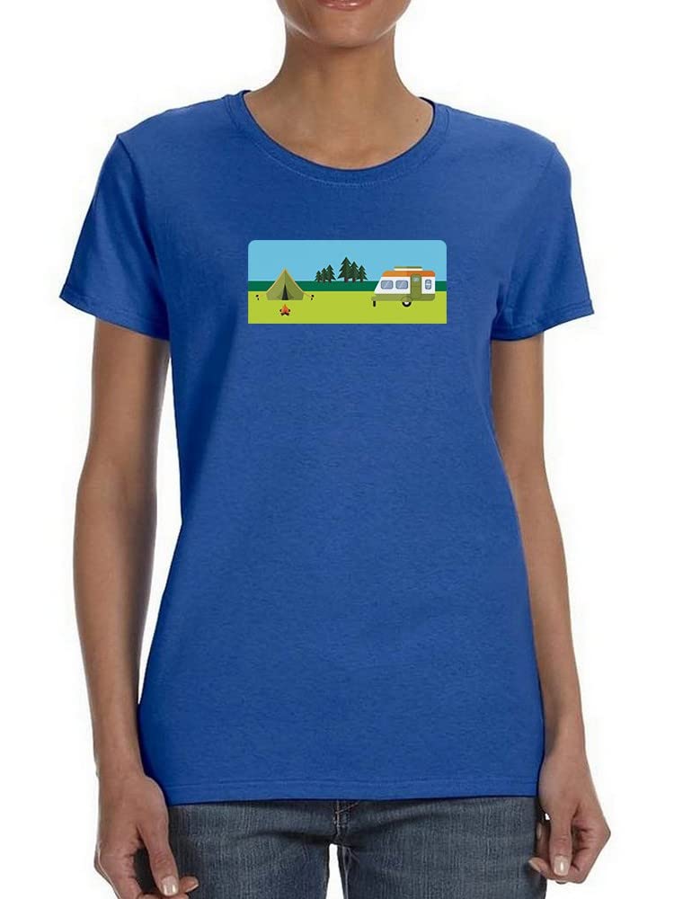 Royal Blue Graphic T-Shirt for Women - Comfortable & Stylish Camping Tee - Perfect for Outdoor Adventures, Hiking & Travel