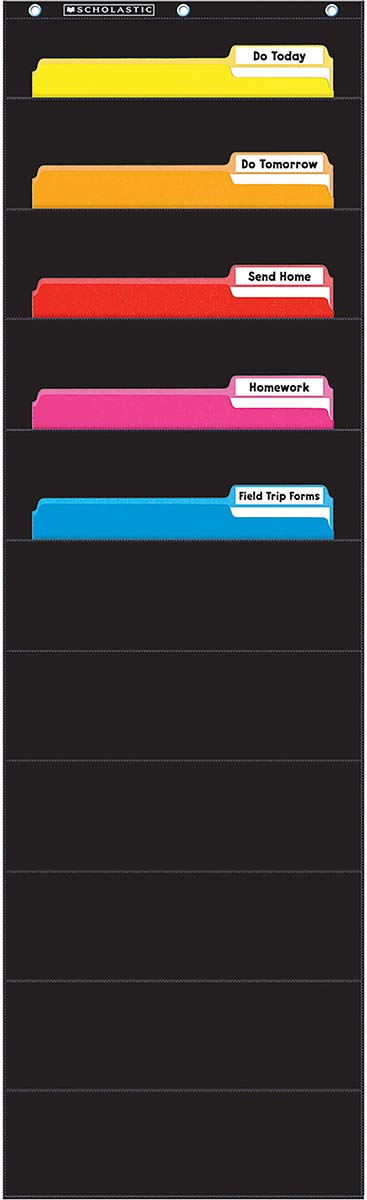 Scholastic Black File Organizer Pocket Chart for Classroom - SC573276 - Perfect for Teacher Supplies, Classroom Organization & Student Document Storage