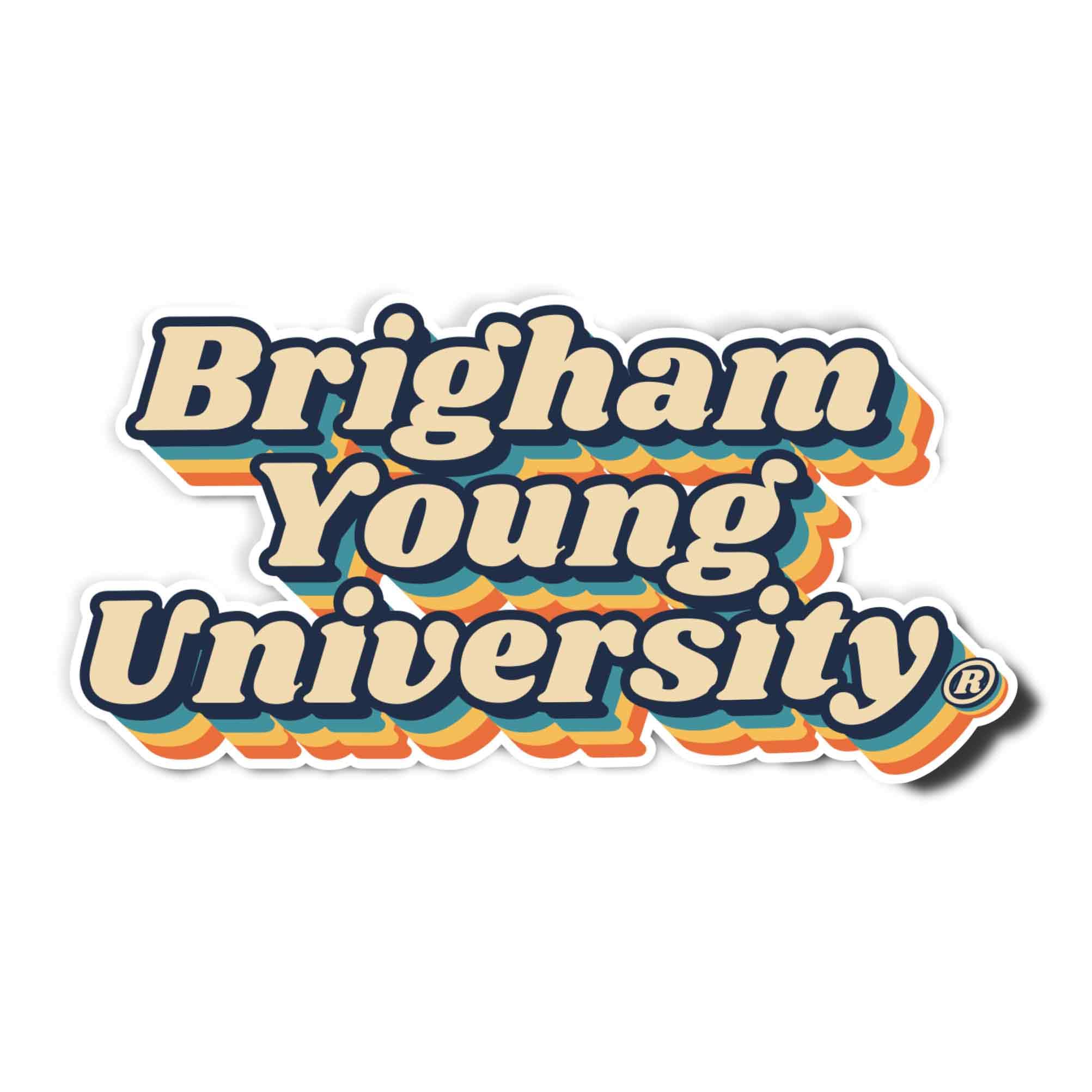 BYU Cougars Vinyl Decal Sticker - Desert Cactus Design for Laptop, Water Bottle, Car & Scrapbook - Brigham Young University 70's Retro Style College Decor