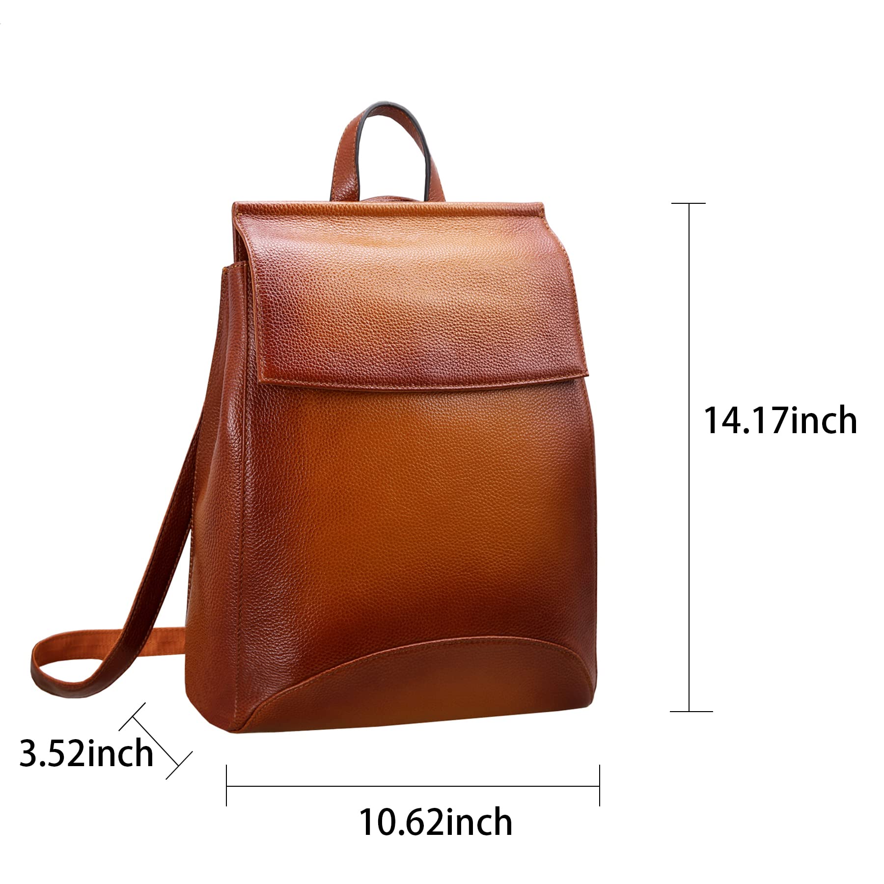 Genuine Leather Backpack Purse for Women - Lightweight Convertible Work Bag (Sorrel) - Office & Travel Use