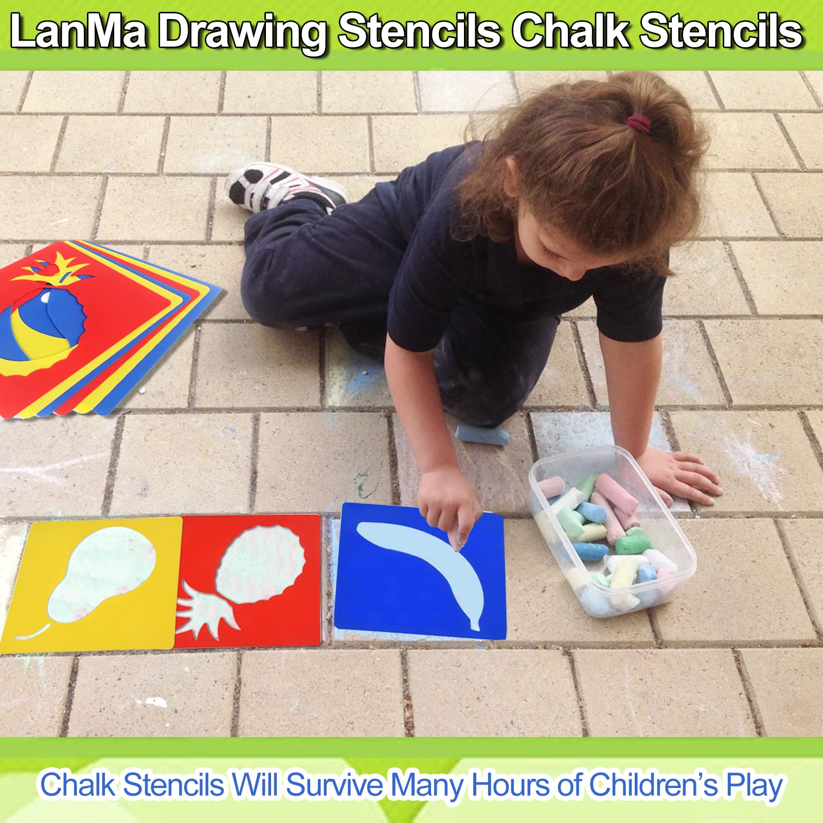LanMa 48-Piece Kids Drawing Stencils Set - Reusable Plastic Art Templates for Children's Painting, Crafts & School Projects - Perfect for DIY Art, Classroom Activities & Creative Learning
