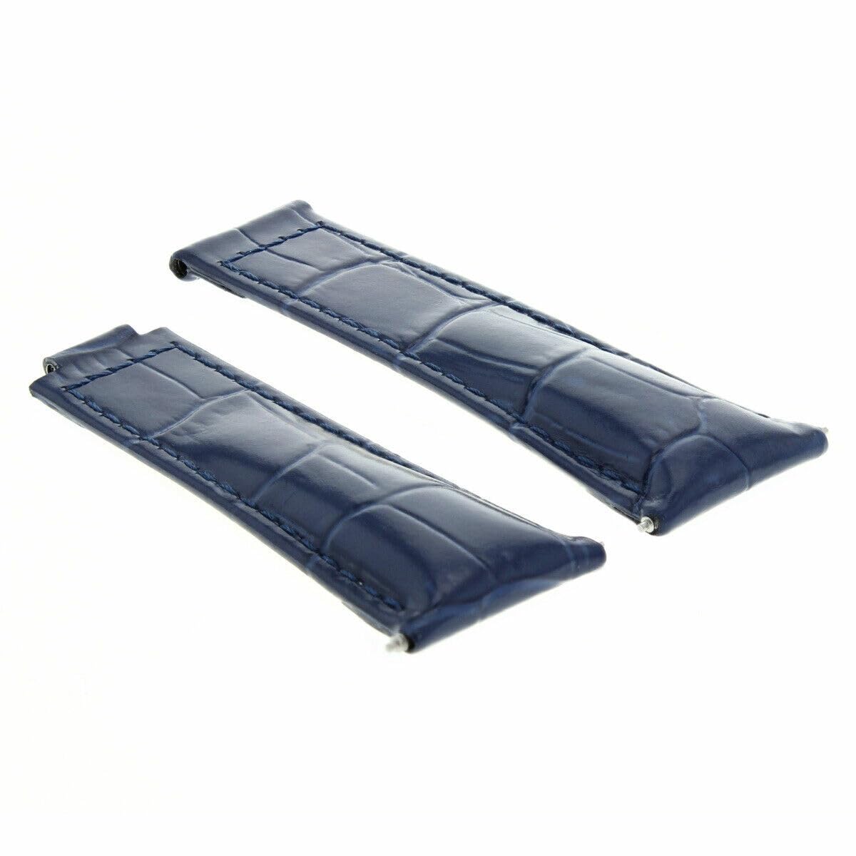 Premium Genuine Leather Watch Band Strap Compatible with Rolex Daytona 16518 16519 116520 116528 - Blue Short Replacement Strap for Men - Perfect for Business, Casual & Formal Occasions