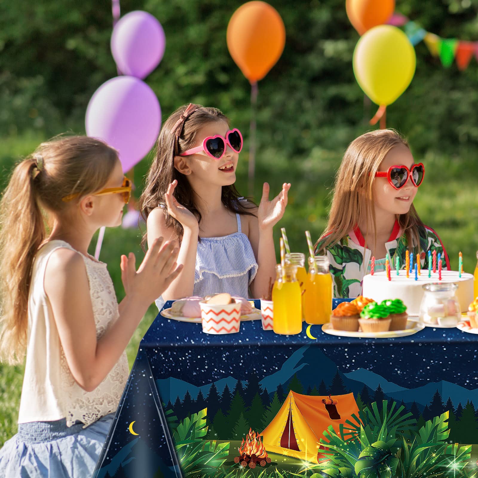 3-Piece Waterproof Plastic Camping Tablecloth Set - Rectangular Fireproof Table Cover for Camping, Picnic, Birthday Party & Outdoor Adventures - Perfect for BBQ, Hiking & Family Gatherings