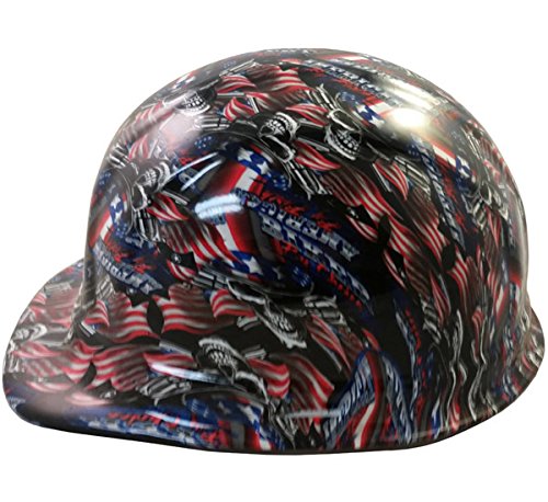 American Biker Hydro Dipped Hard Hats - Cap Style Design for Motorcycle Riders - Perfect for Construction, Cycling & Outdoor Safety Gear